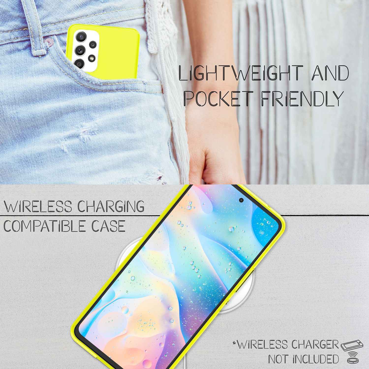 Klare Neon Silikonhülle für Samsung Galaxy A53, Handy Hülle Schutz TPU Case