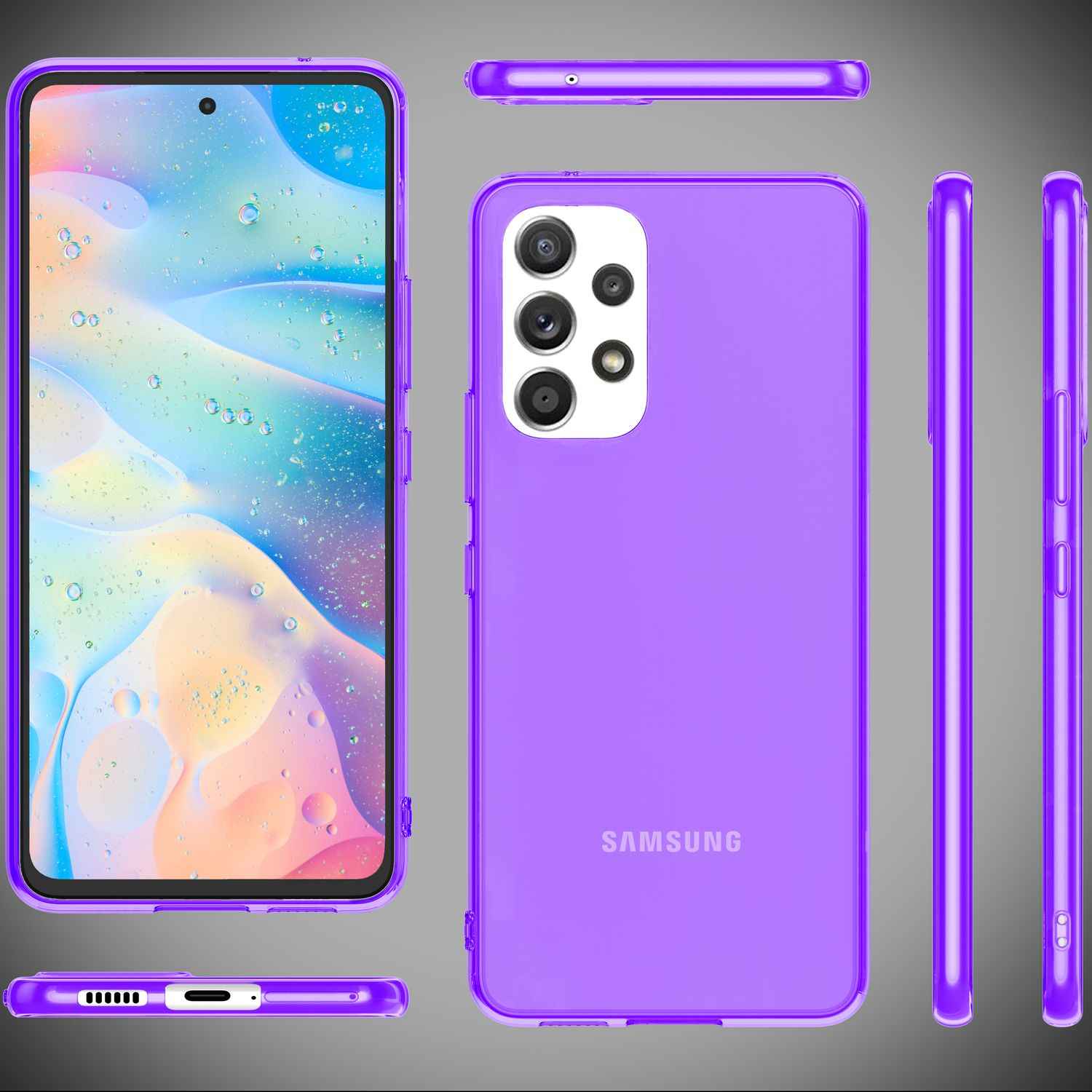 Klare Neon Silikonhülle für Samsung Galaxy A53, Handy Hülle Schutz TPU Case