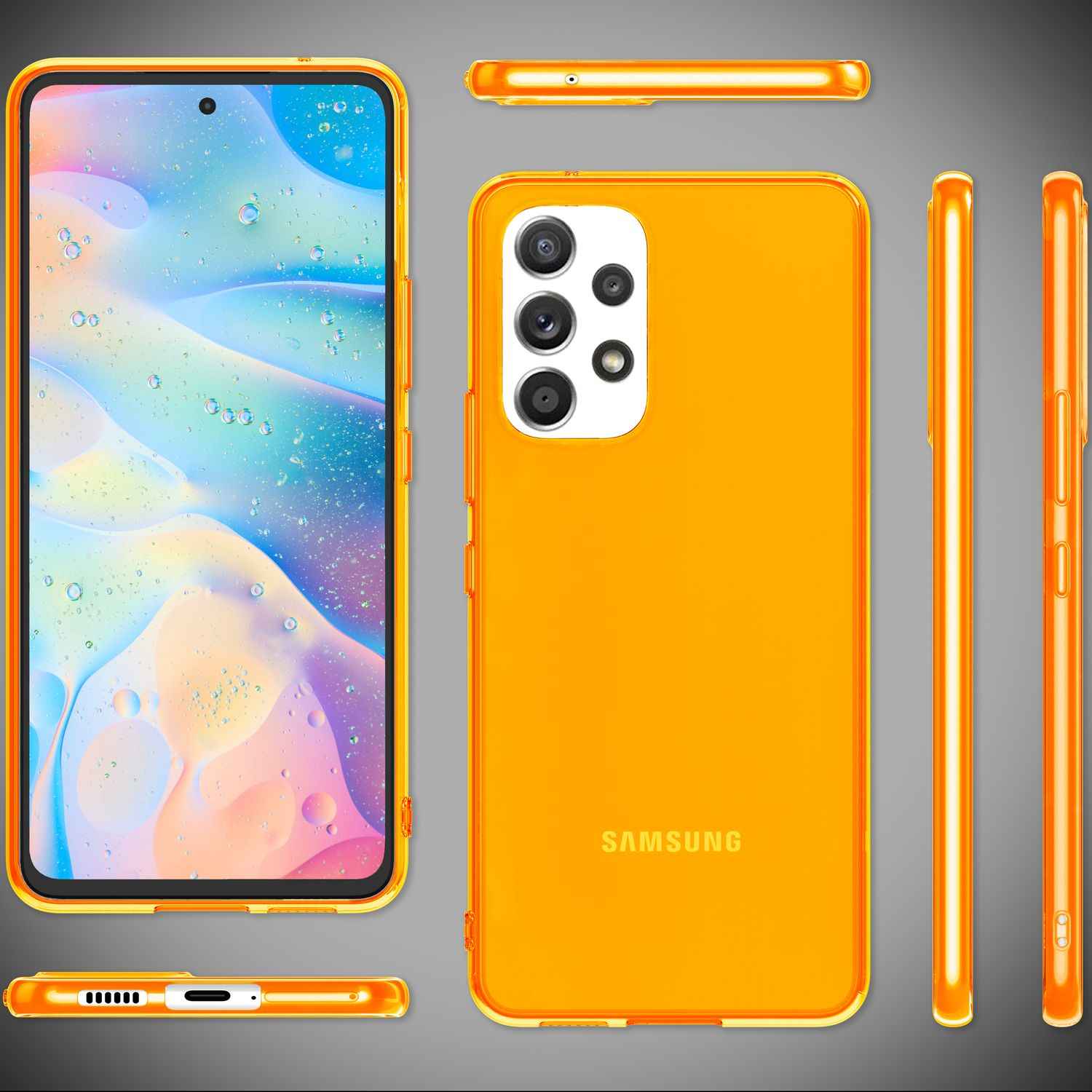 Klare Neon Silikonhülle für Samsung Galaxy A53, Handy Hülle Schutz TPU Case