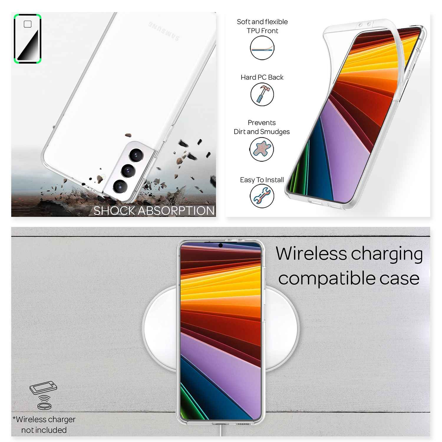 NALIA Klare 360° Schutzhülle für Samsung Galaxy S22 Plus, Komplettschutz Transparent Anti-Gelb Durchsichtig Robust, Hardcase & Silikon & Displayschutz