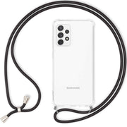 NALIA Handyhülle mit Kette für Samsung Galaxy A53, Transparente Schutzhülle & Handy-Schnur zum Umhängen, Robust Vergilbungsfrei Klar, Hardcase & Silikon Rahmen