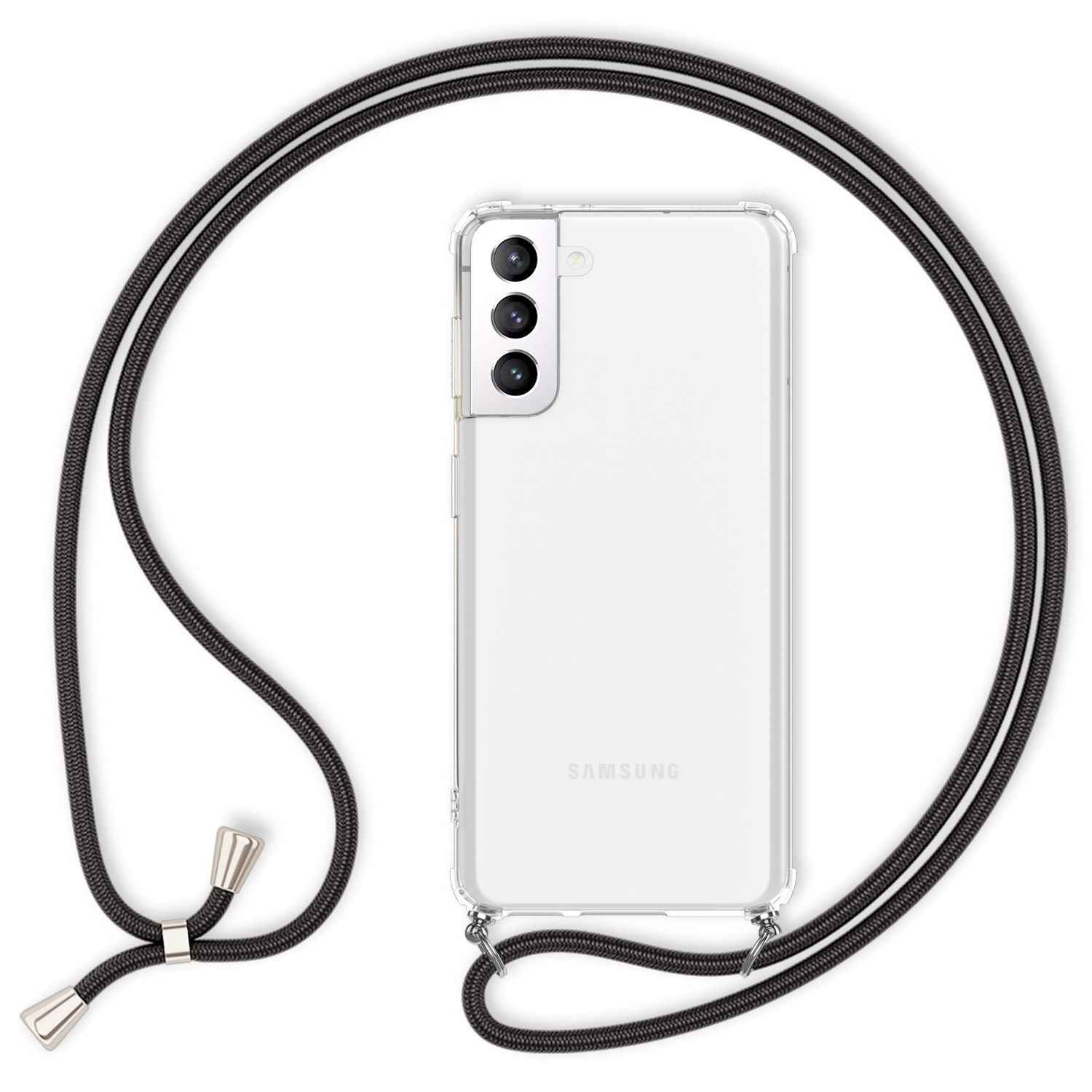 NALIA Handyhülle mit Kette für Samsung Galaxy S22 Plus, Transparente Schutzhülle & Handy-Schnur zum Umhängen, Robust Vergilbungsfrei Klar