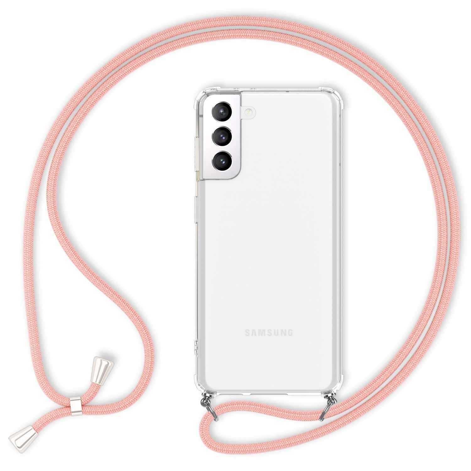 NALIA Handyhülle mit Kette für Samsung Galaxy S22 Plus, Transparente Schutzhülle & Handy-Schnur zum Umhängen, Robust Vergilbungsfrei Klar