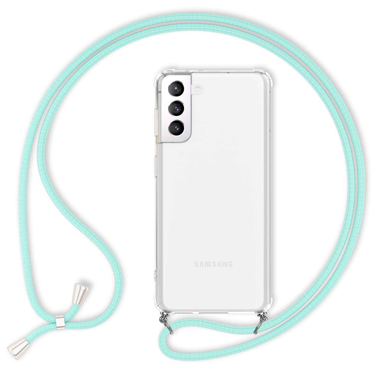 NALIA Handyhülle mit Kette für Samsung Galaxy S22 Plus, Transparente Schutzhülle & Handy-Schnur zum Umhängen, Robust Vergilbungsfrei Klar