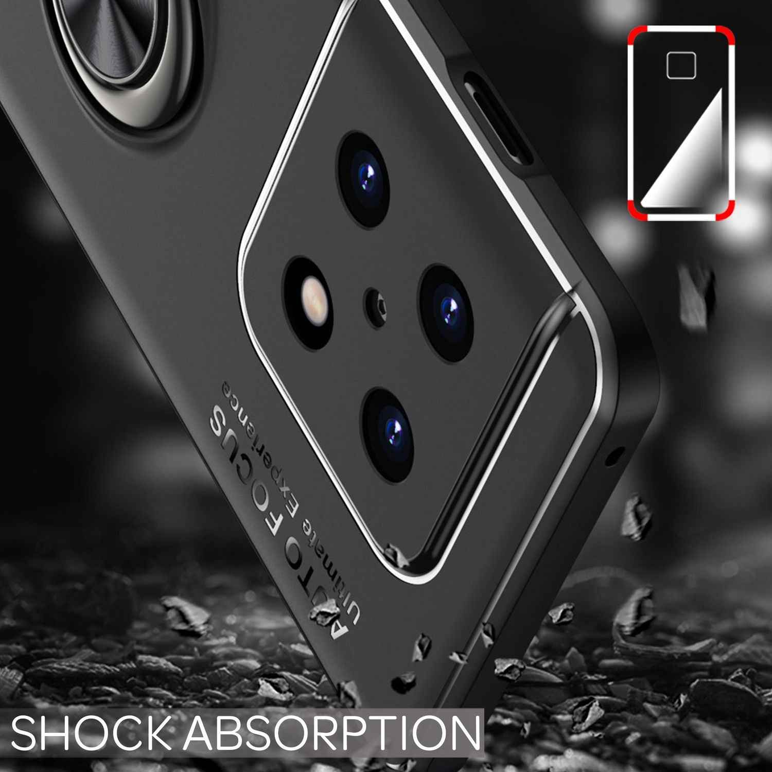 Matt-Schwarze Ringhülle für OnePlus 10 Pro - Handy Silikon Hülle Smartphone Case
