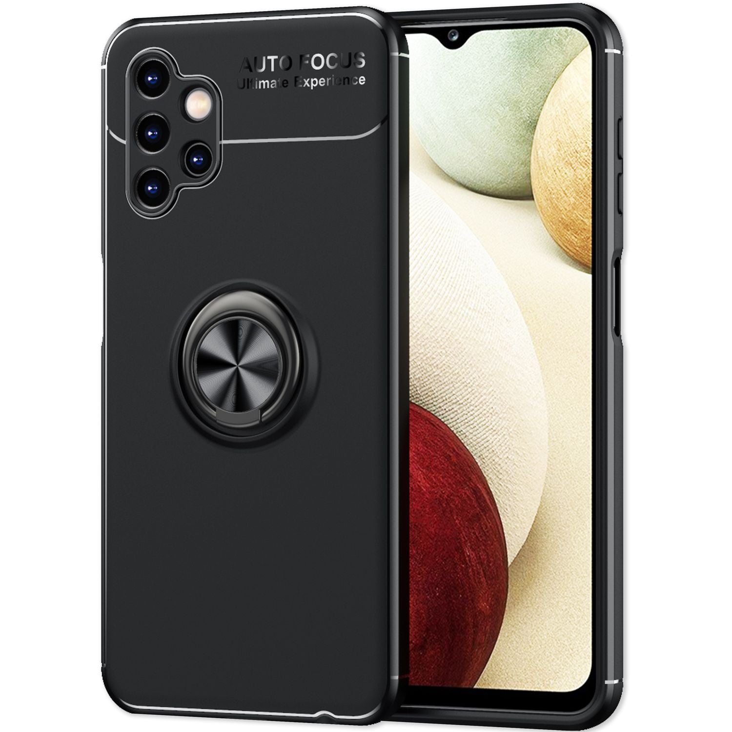 Samsung Galaxy A13 Matt-Schwarze Ringhülle mit Standfunktion von Zeus