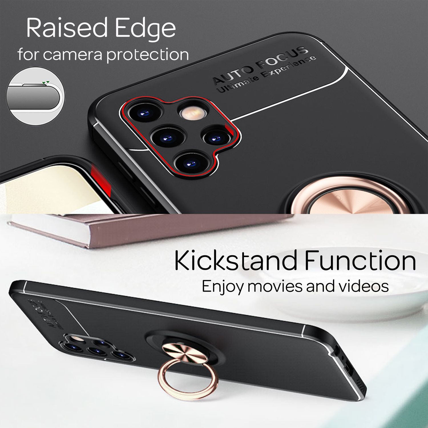 Samsung Galaxy A13 Hülle mit Standfunktion in Matt-Schwarz von Zeus