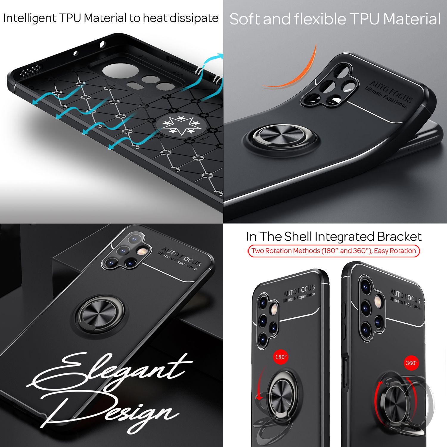 Samsung Galaxy A13 Hülle in Matt-Schwarz mit Standfunktion von Zeus