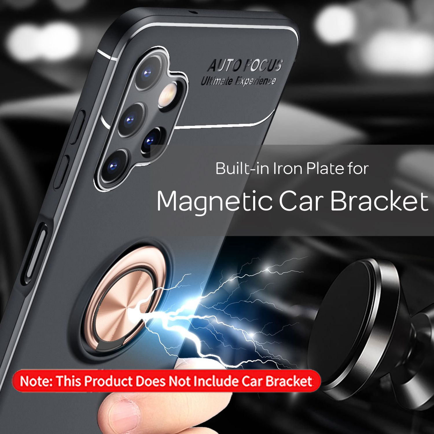 Matt-schwarze Ringhülle für Samsung Galaxy A13 von Zeus, Standfunktion