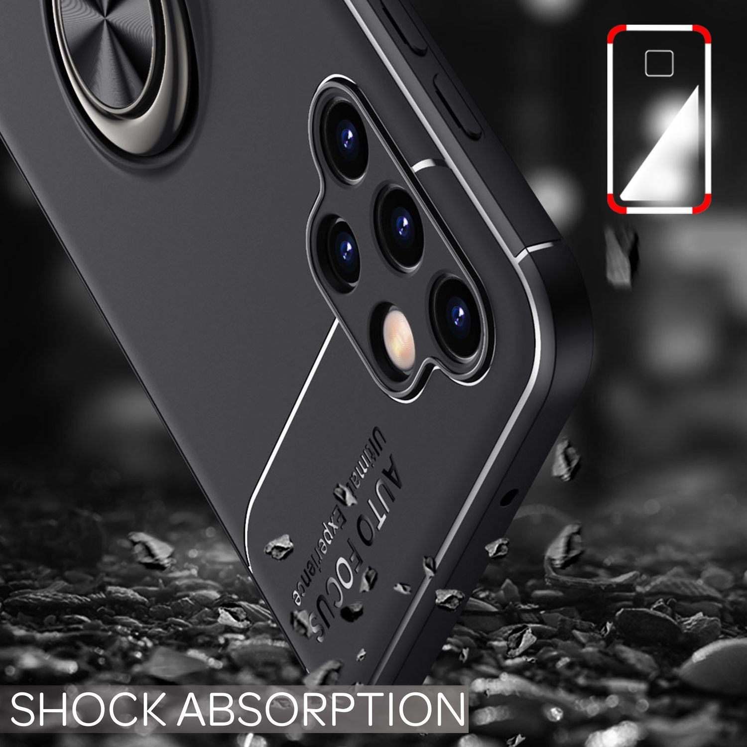 Samsung Galaxy A13 Ringhülle Matt-Schwarz, Standfunktion von Zeus