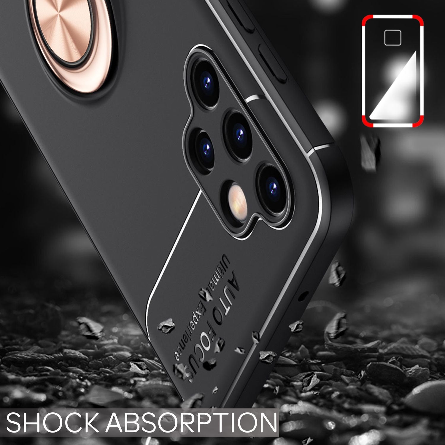 Samsung Galaxy A13 Ringhülle von Zeus, matt-schwarz, mit Standfunktion