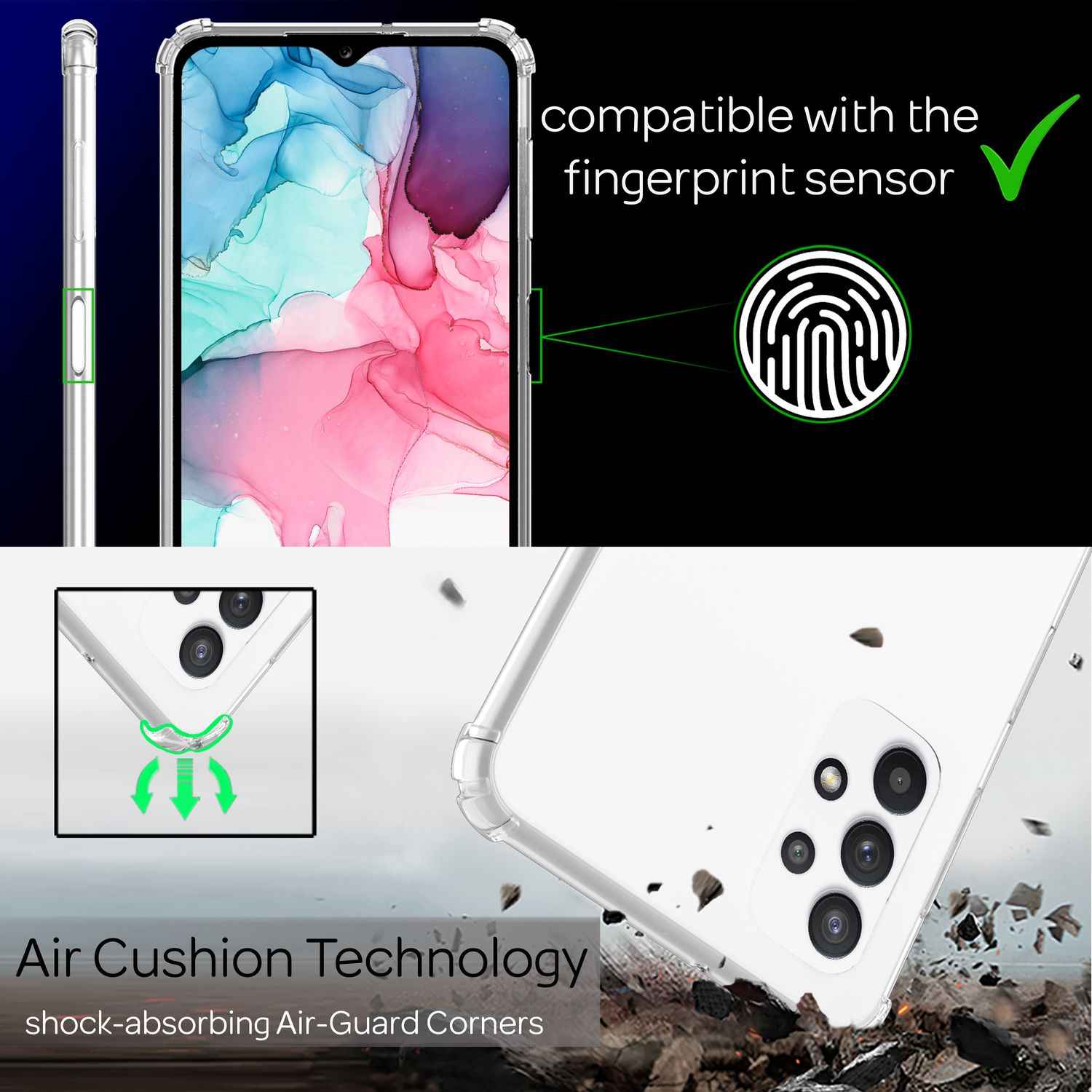 Für Samsung Galaxy A13 - Transparente Handy Hülle mit Kette & Handy-Schnur