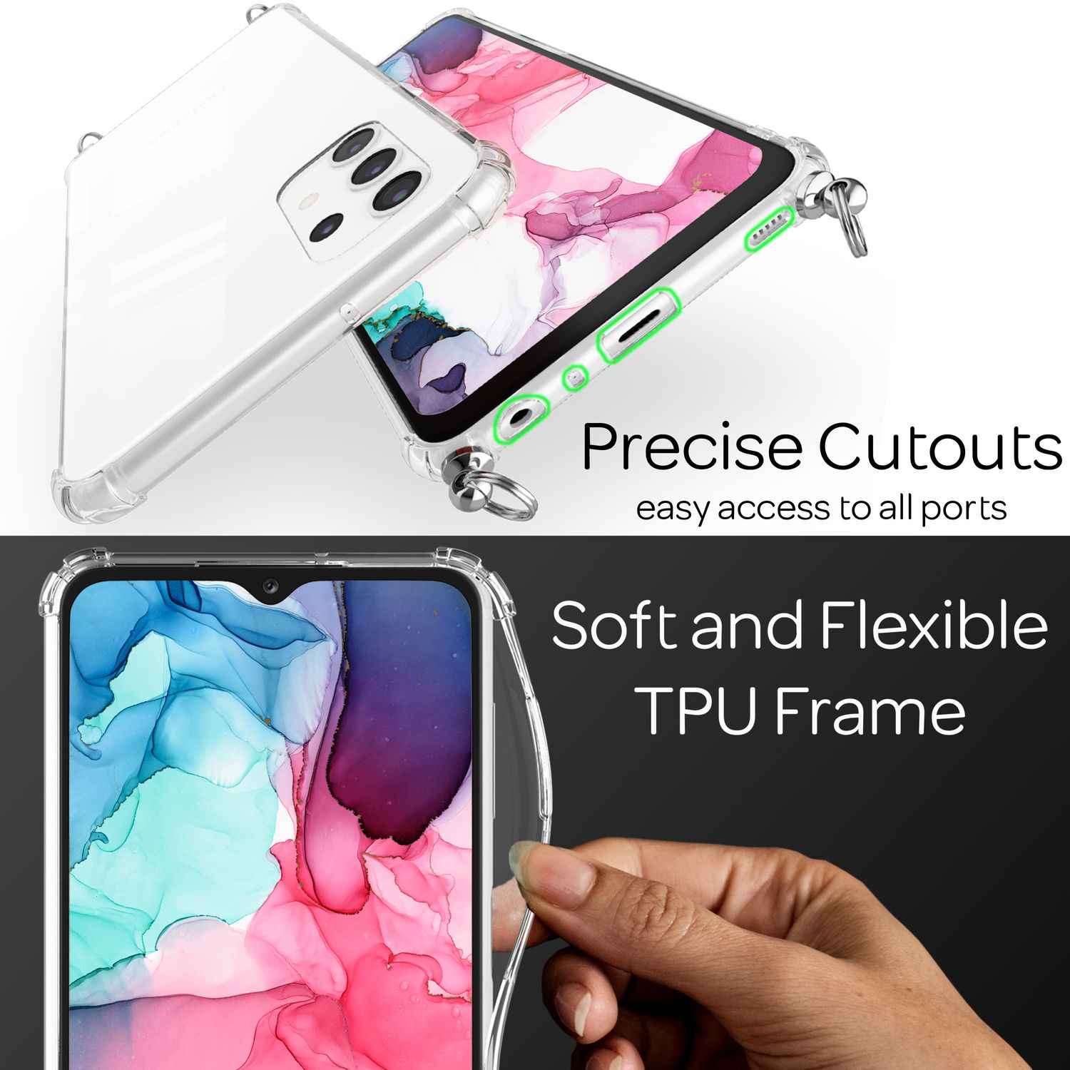 Für Samsung Galaxy A13 - Transparente Handy Hülle mit Kette & Handy-Schnur