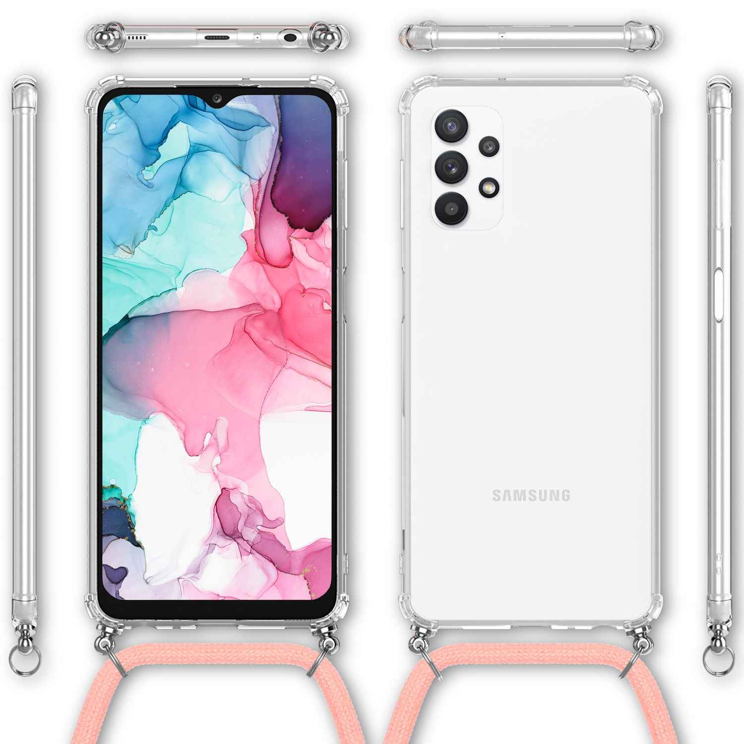 Für Samsung Galaxy A13 - Transparente Handy Hülle mit Kette & Handy-Schnur