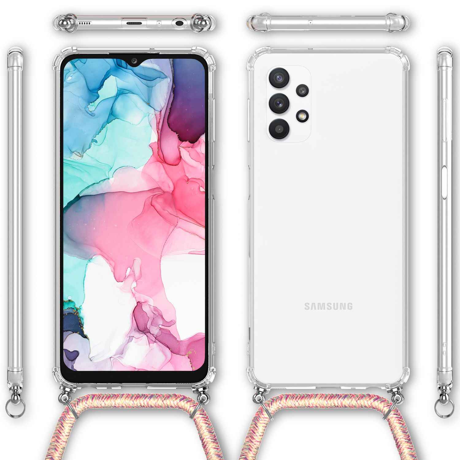 Für Samsung Galaxy A13 - Transparente Handy Hülle mit Kette & Handy-Schnur