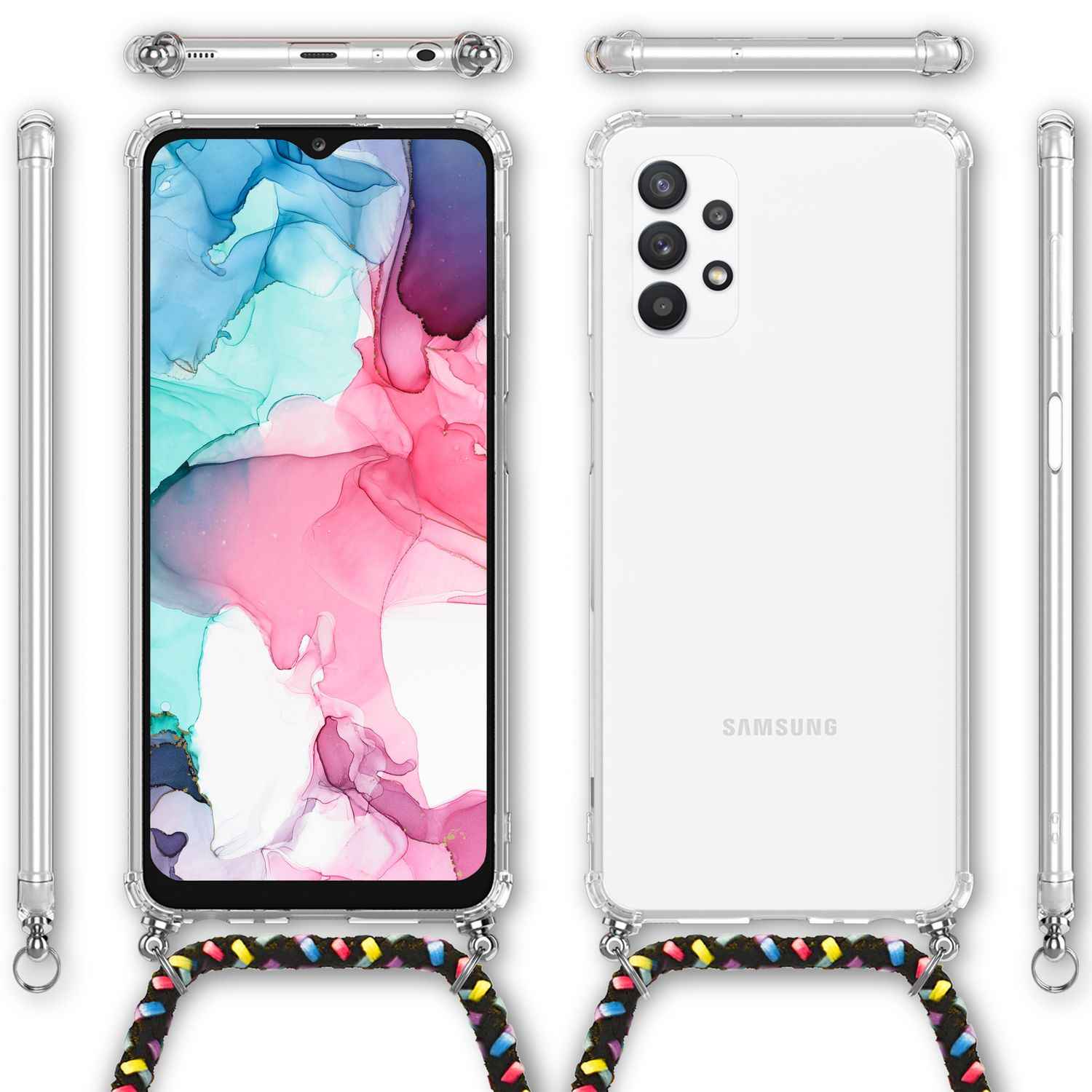 Für Samsung Galaxy A13 - Transparente Handy Hülle mit Kette & Handy-Schnur