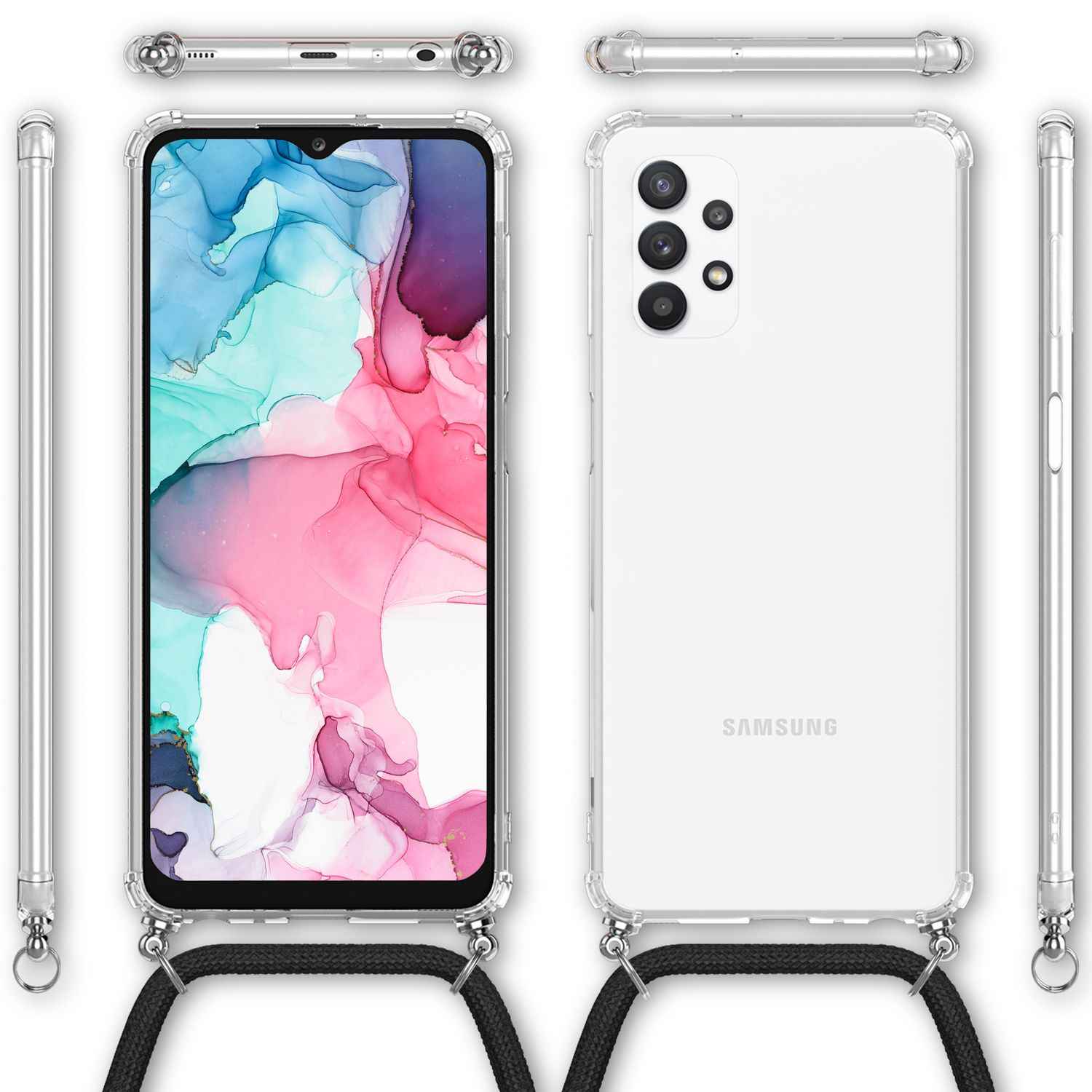 Für Samsung Galaxy A13 - Transparente Handy Hülle mit Kette & Handy-Schnur