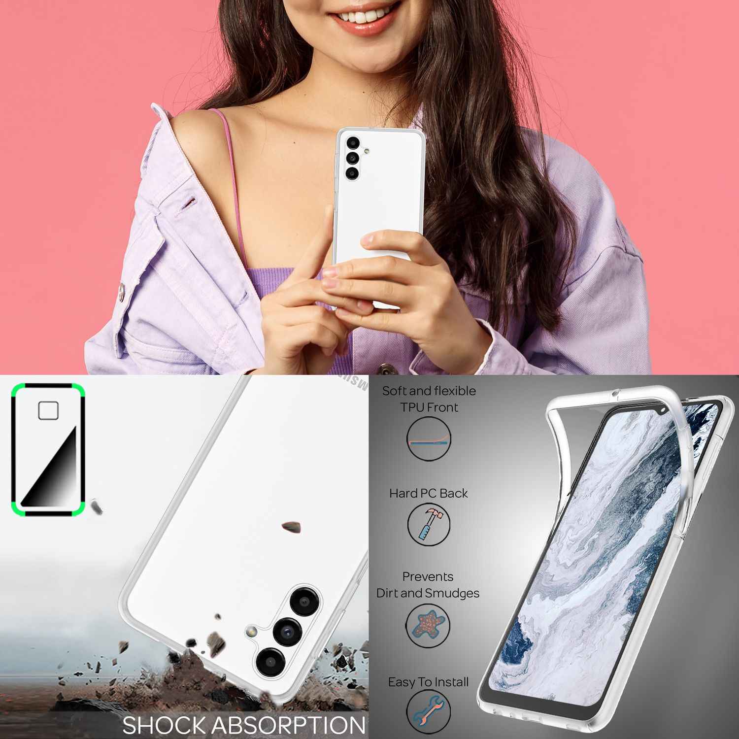 Hülle für Samsung Galaxy A13 5G 360° Schutzhülle Klar Full Cover Display Schutz