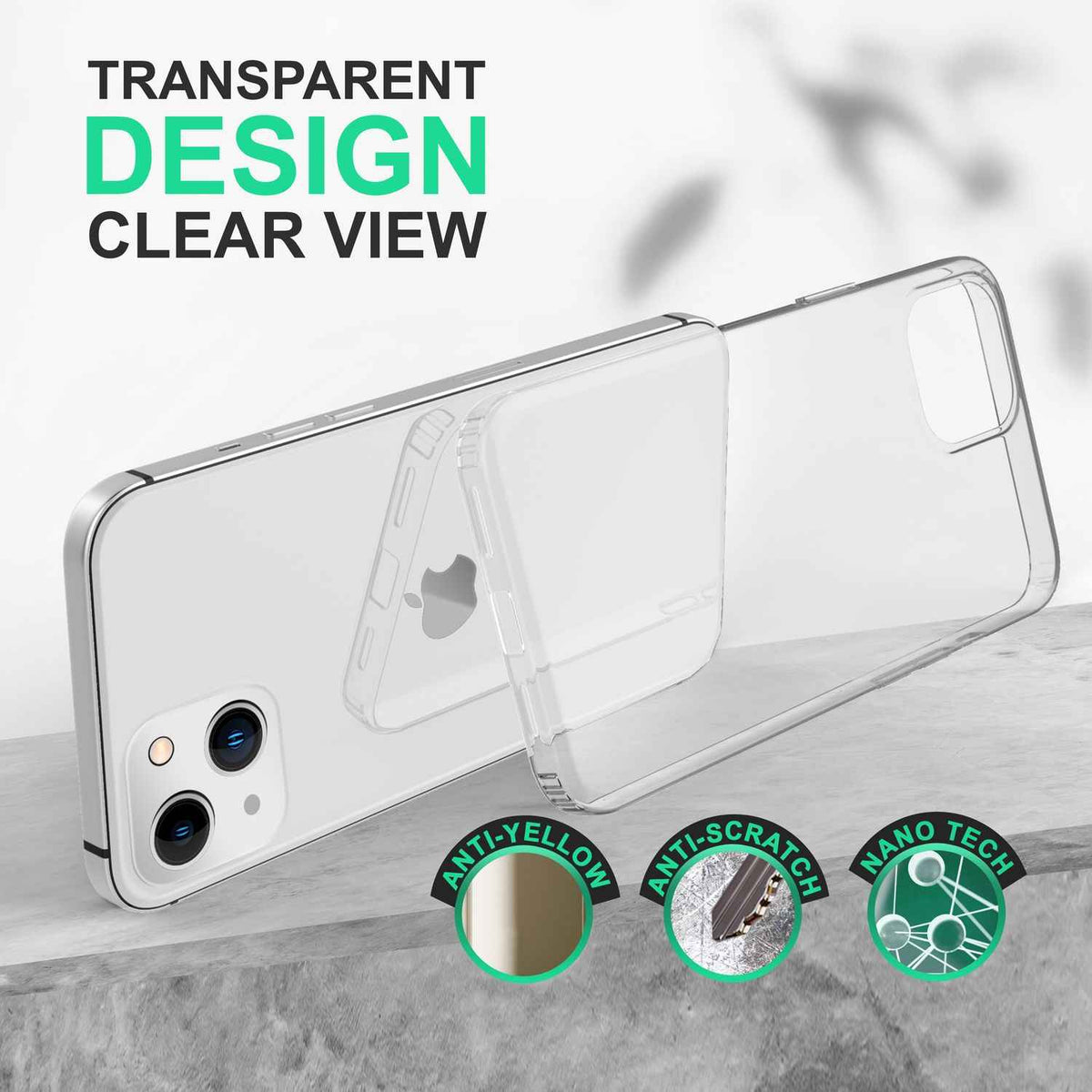 Hülle für iPhone 14 Plus - Klar Kratzfest Transparent Hard Case & Silikon Bumper