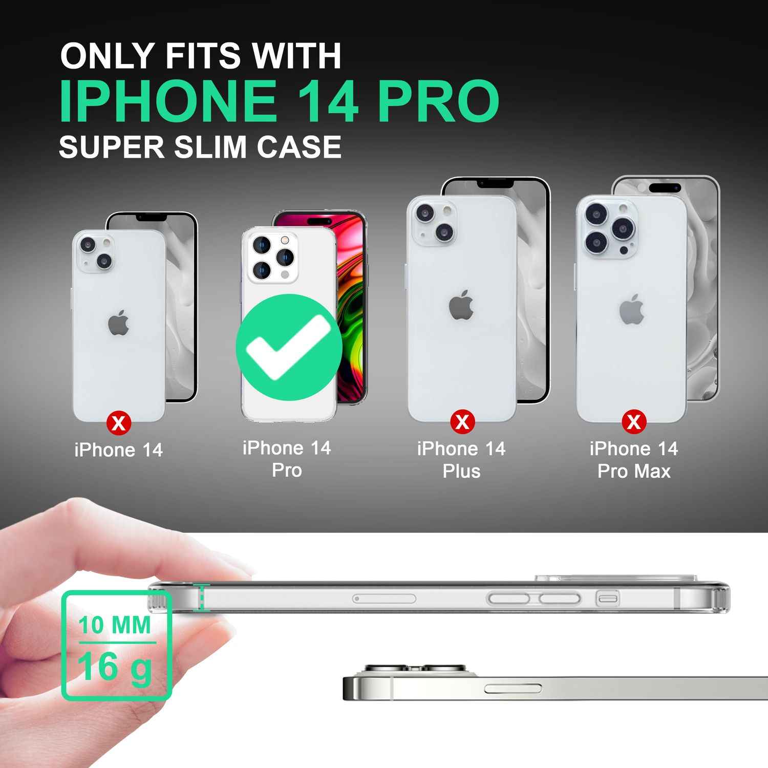 Hülle für iPhone 14 Pro - Klar Kratzfest Transparent Hard Case & Silikon Bumper