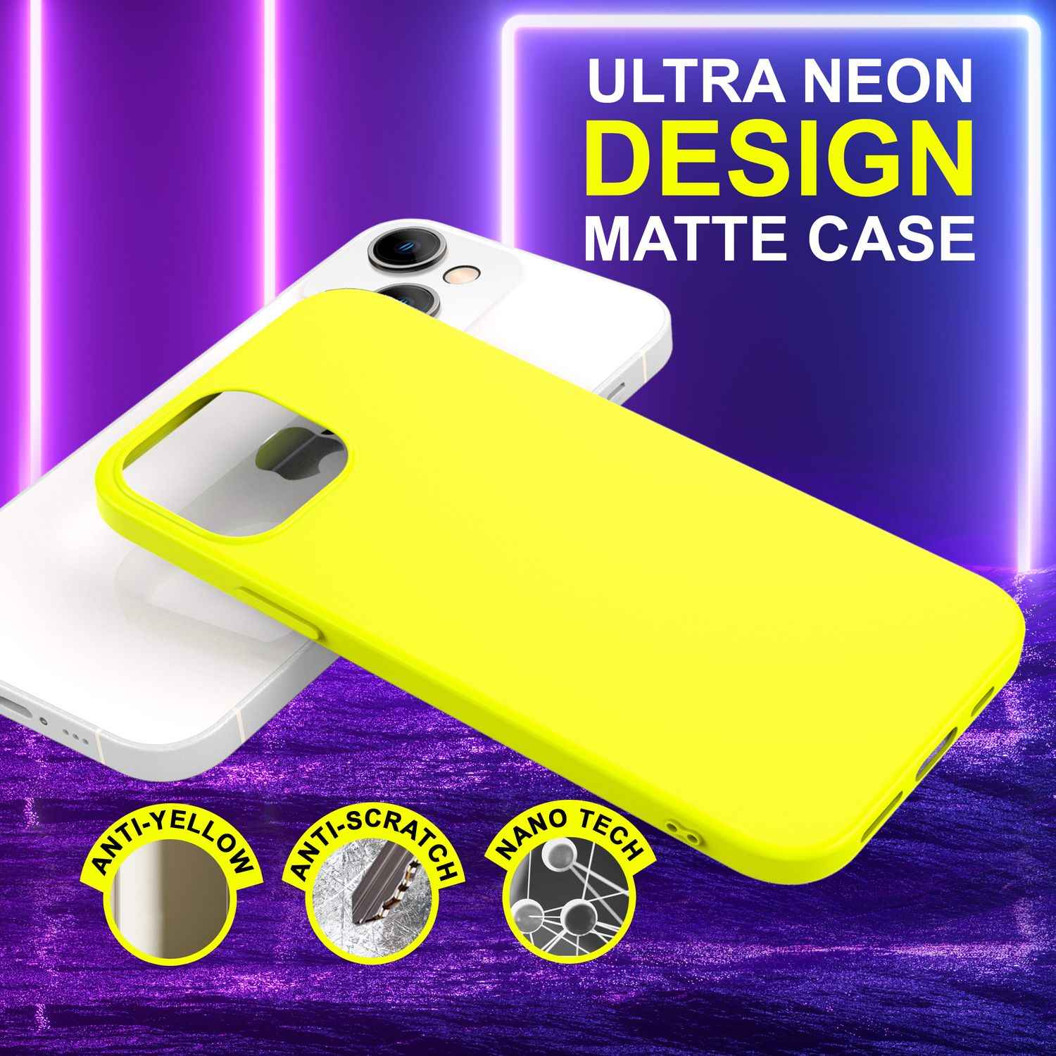 Hülle für iPhone 14 Plus - Bunte Neon Silikon Handyhülle Samtig Rutschfest Cover