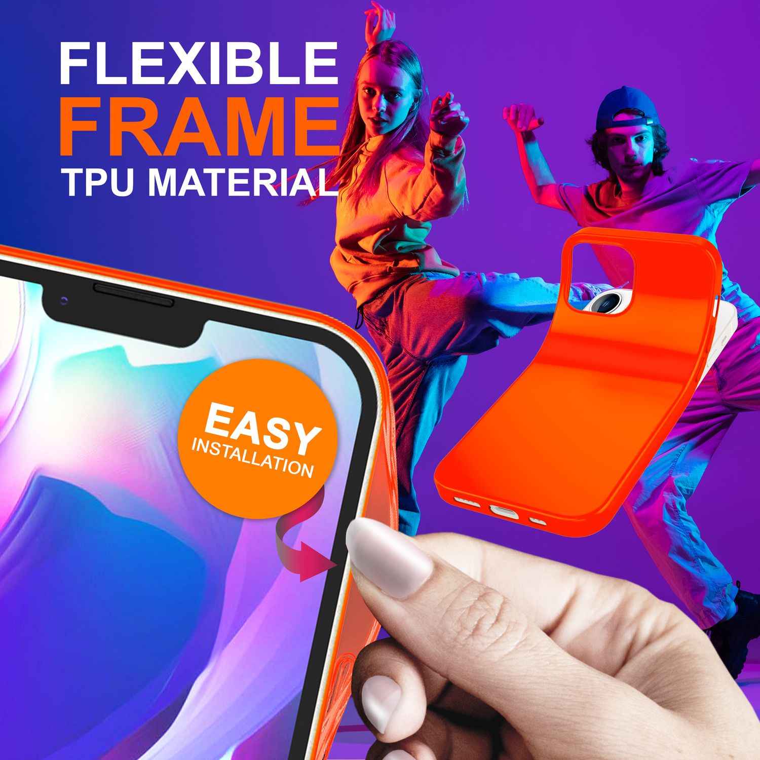 Hülle für iPhone 14 Plus - Bunte Neon Silikon Handyhülle Samtig Rutschfest Cover