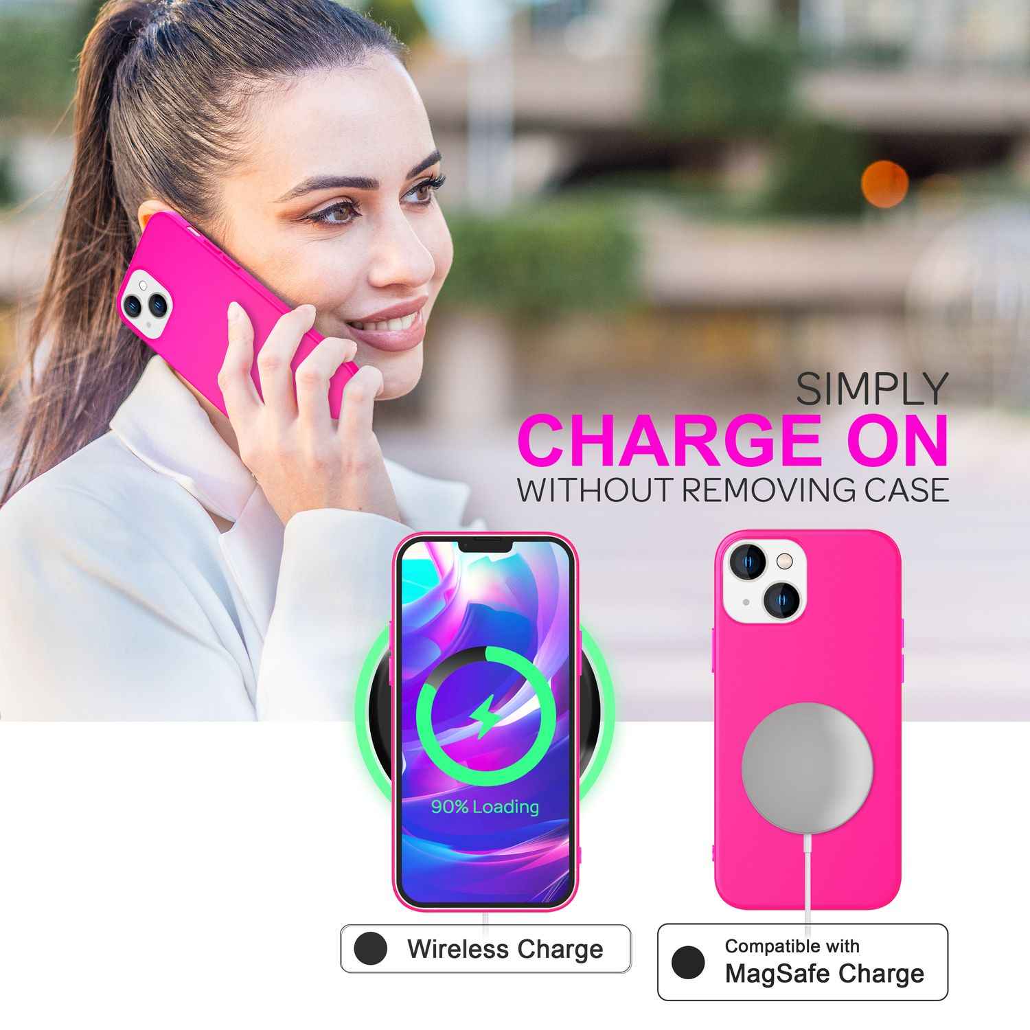 Hülle für iPhone 14 Plus - Bunte Neon Silikon Handyhülle Samtig Rutschfest Cover