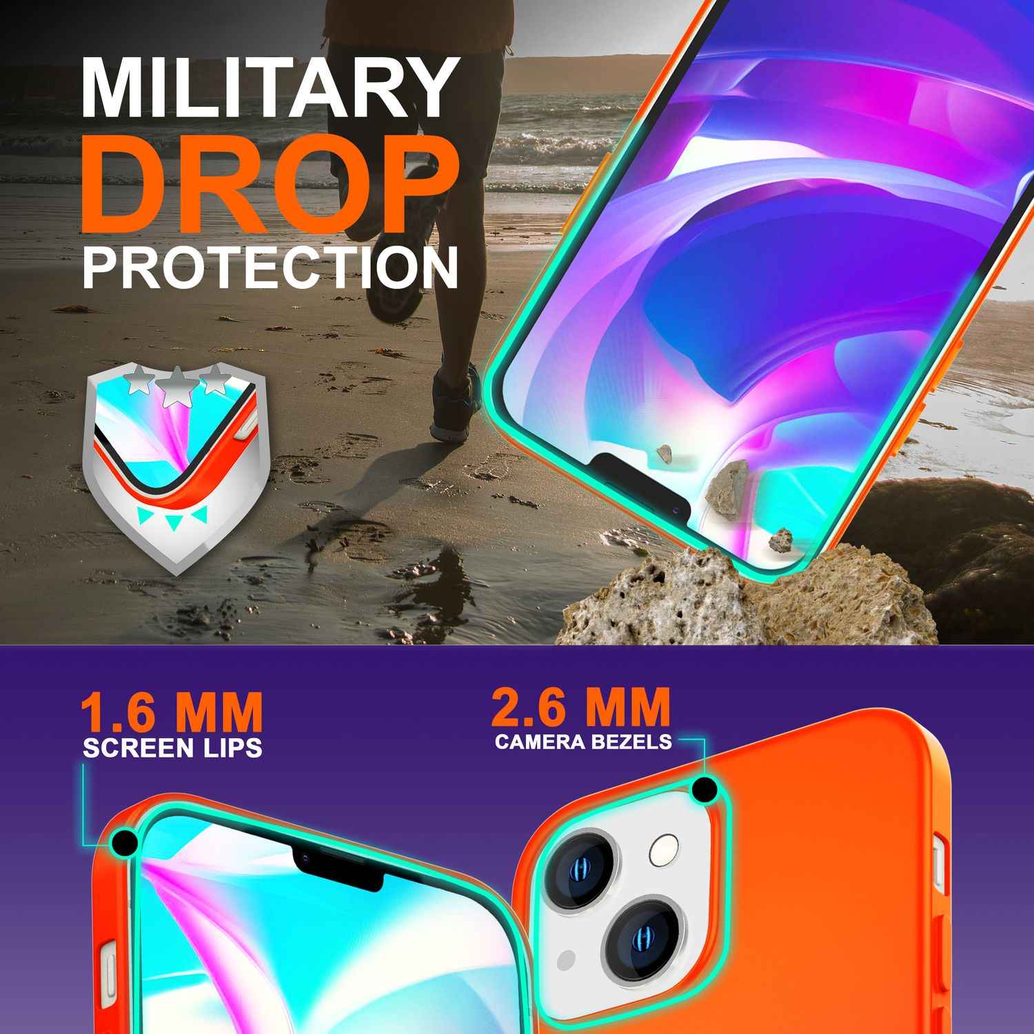 Hülle für iPhone 14 Plus - Bunte Neon Silikon Handyhülle Samtig Rutschfest Cover