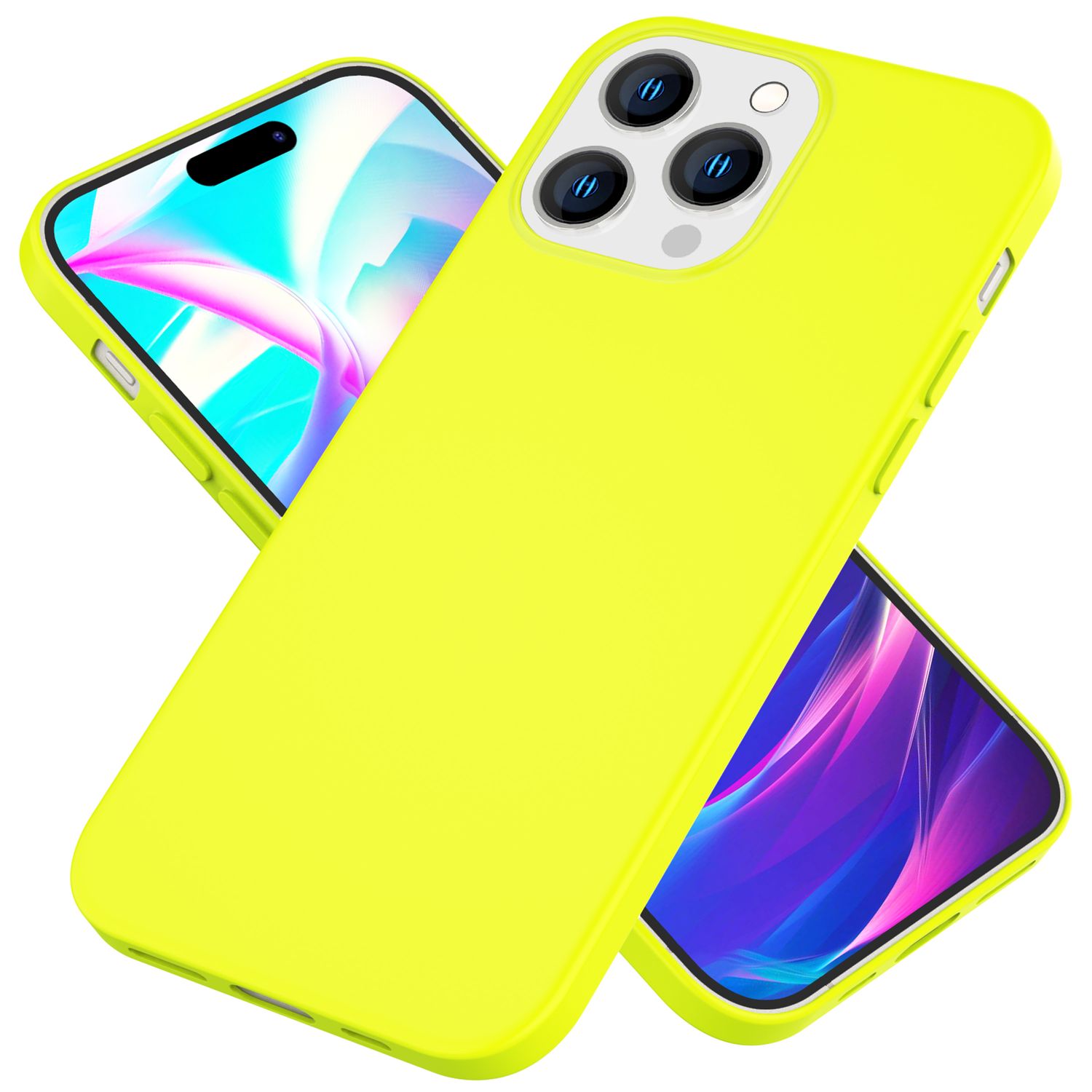 Bunte Neon Silikon Handyhülle von Zeus für iPhone 14 Pro, samtig weich und rutschfest