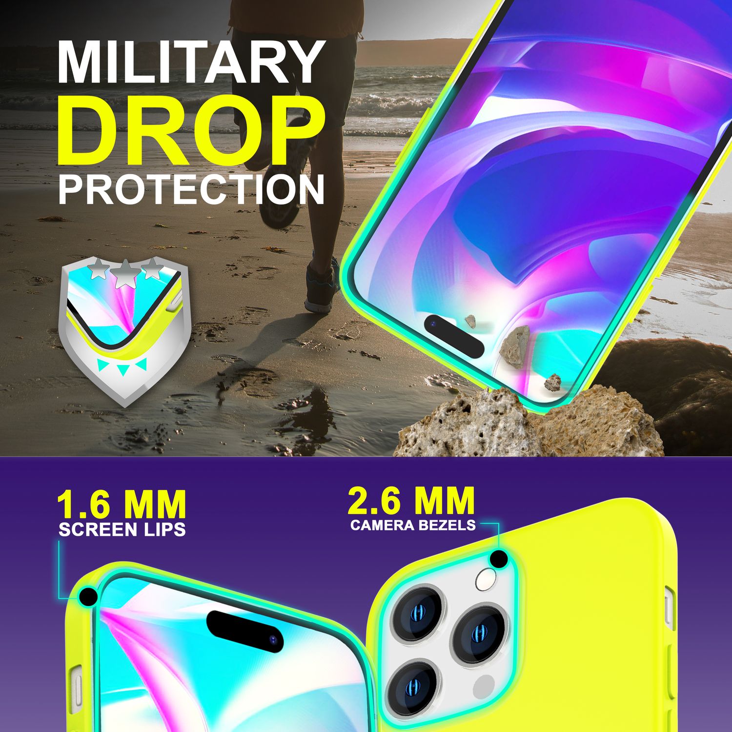 Bunte Neon Silikon Handyhülle von Zeus, rutschfest und samtig weich für iPhone 14 Pro