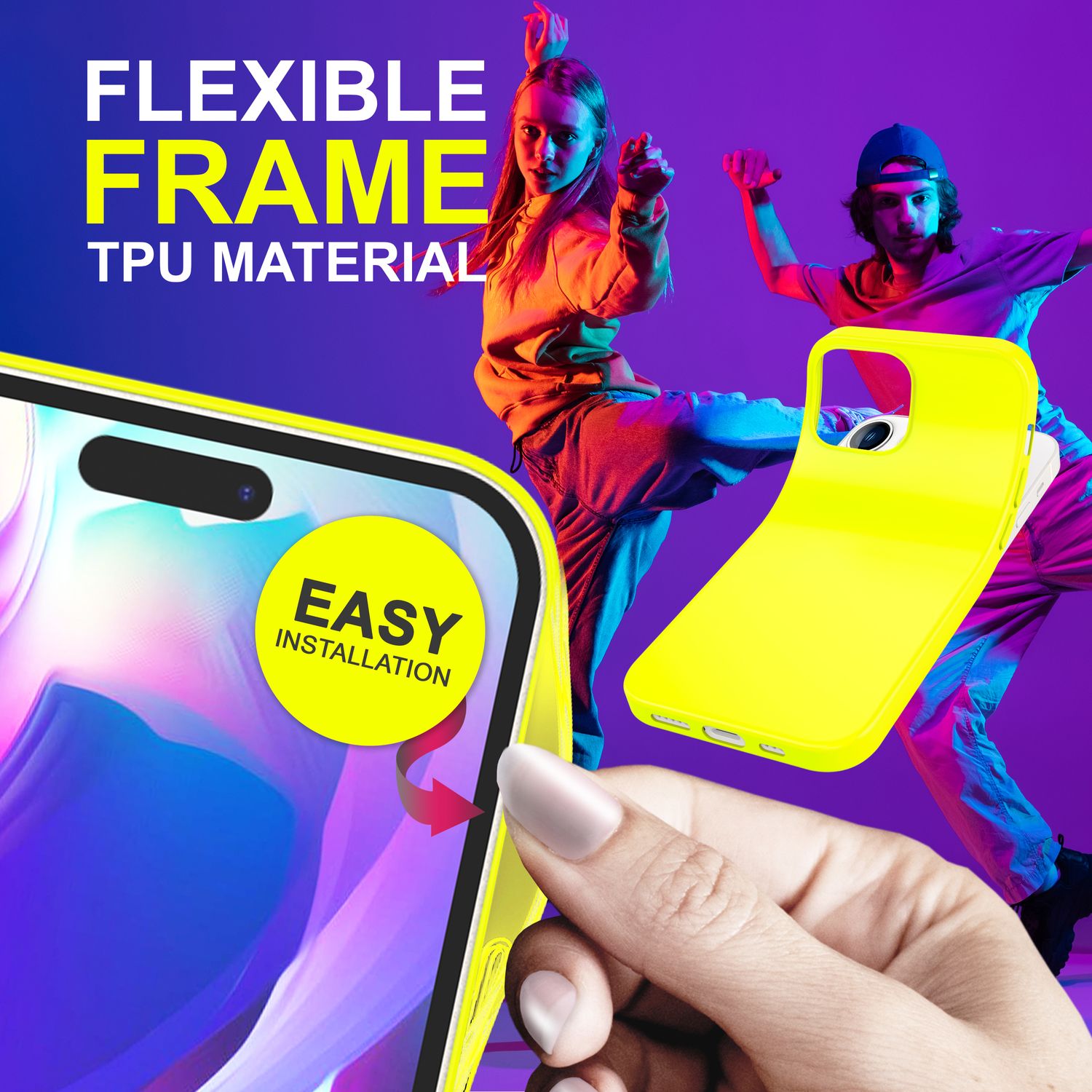 Bunte Neon Silikon Handyhülle von Zeus, ideal für iPhone 14 Pro, samtig weich