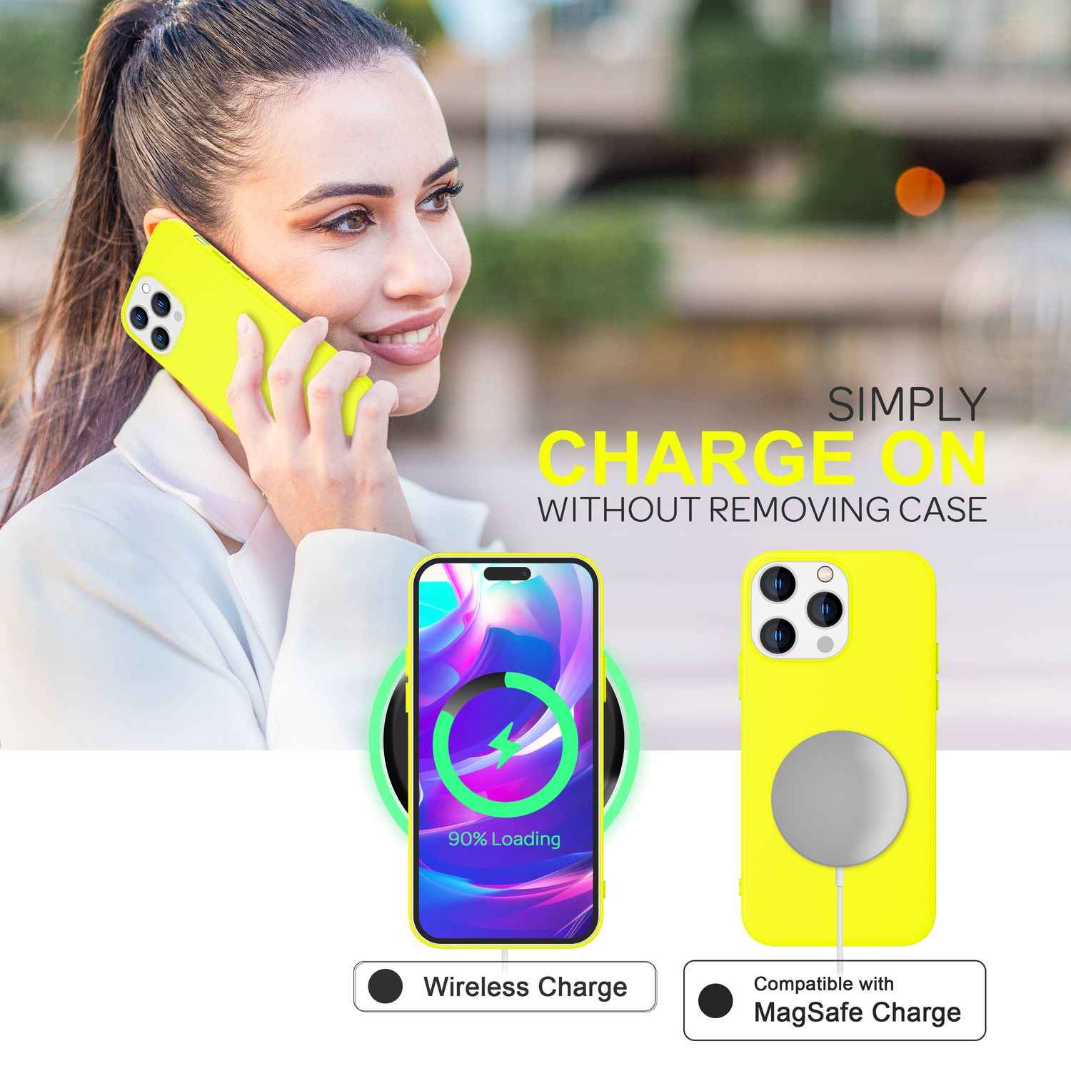 Hülle für iPhone 14 Pro Max - Bunte Neon Silikon Handyhülle Samtig Weich Cover