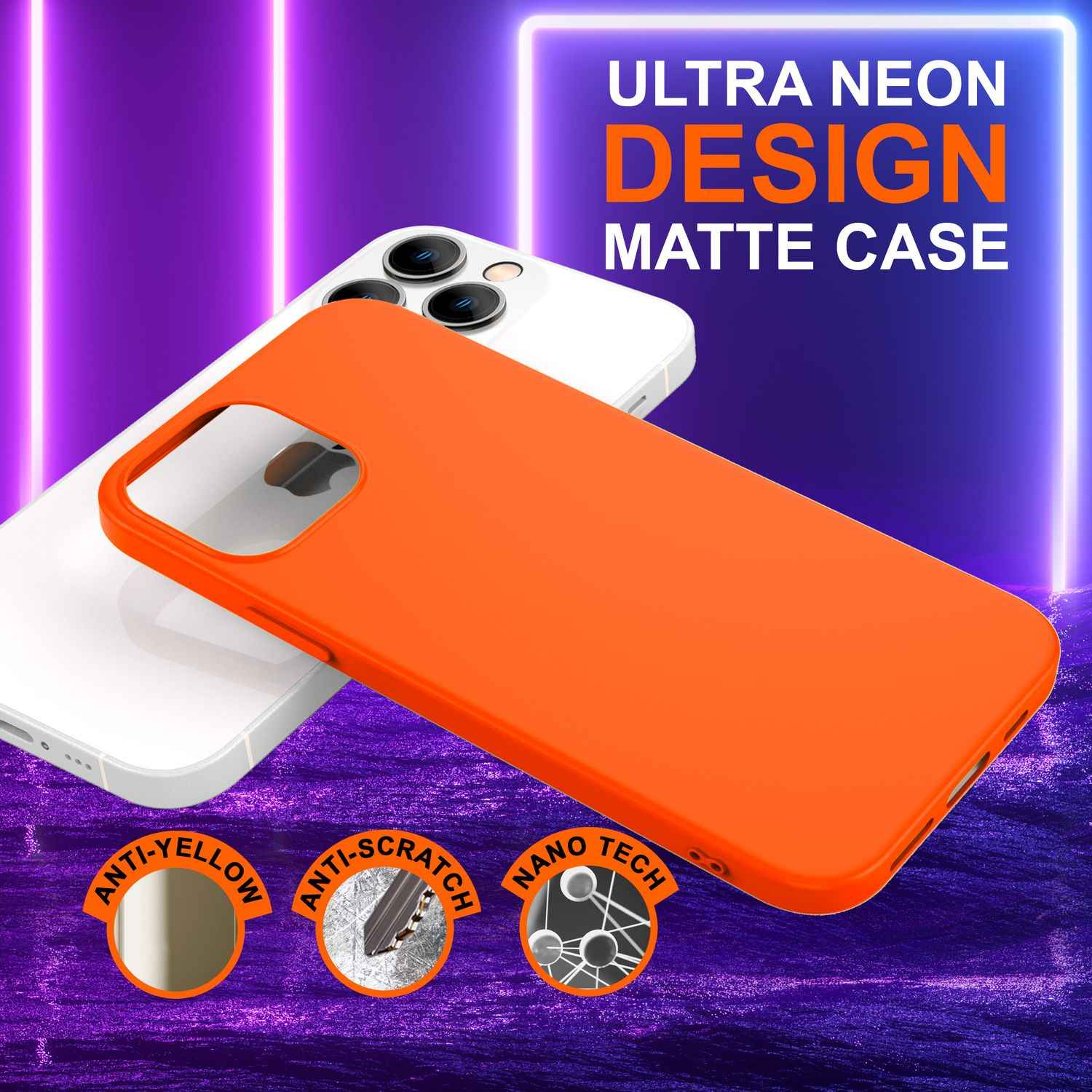 Hülle für iPhone 14 Pro Max - Bunte Neon Silikon Handyhülle Samtig Weich Cover