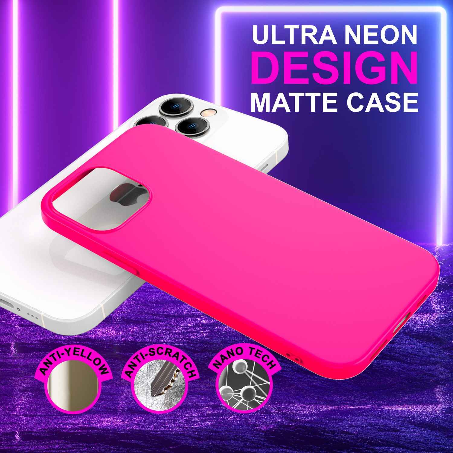 Hülle für iPhone 14 Pro Max - Bunte Neon Silikon Handyhülle Samtig Weich Cover