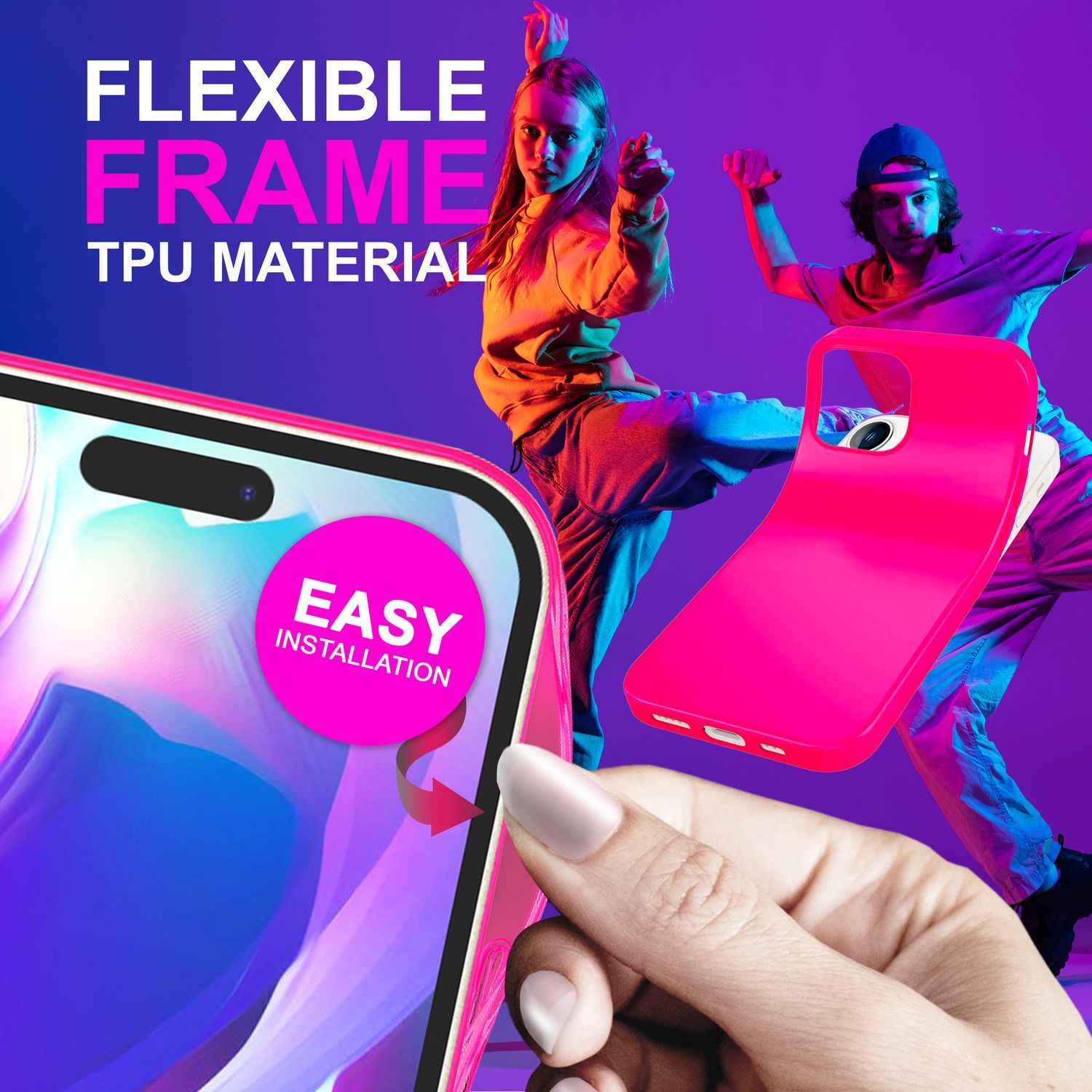 Hülle für iPhone 14 Pro Max - Bunte Neon Silikon Handyhülle Samtig Weich Cover