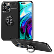 Hülle für iPhone 14 Pro - Matt Schwarz Ring Handyhülle Aufsteller Ständer Cover