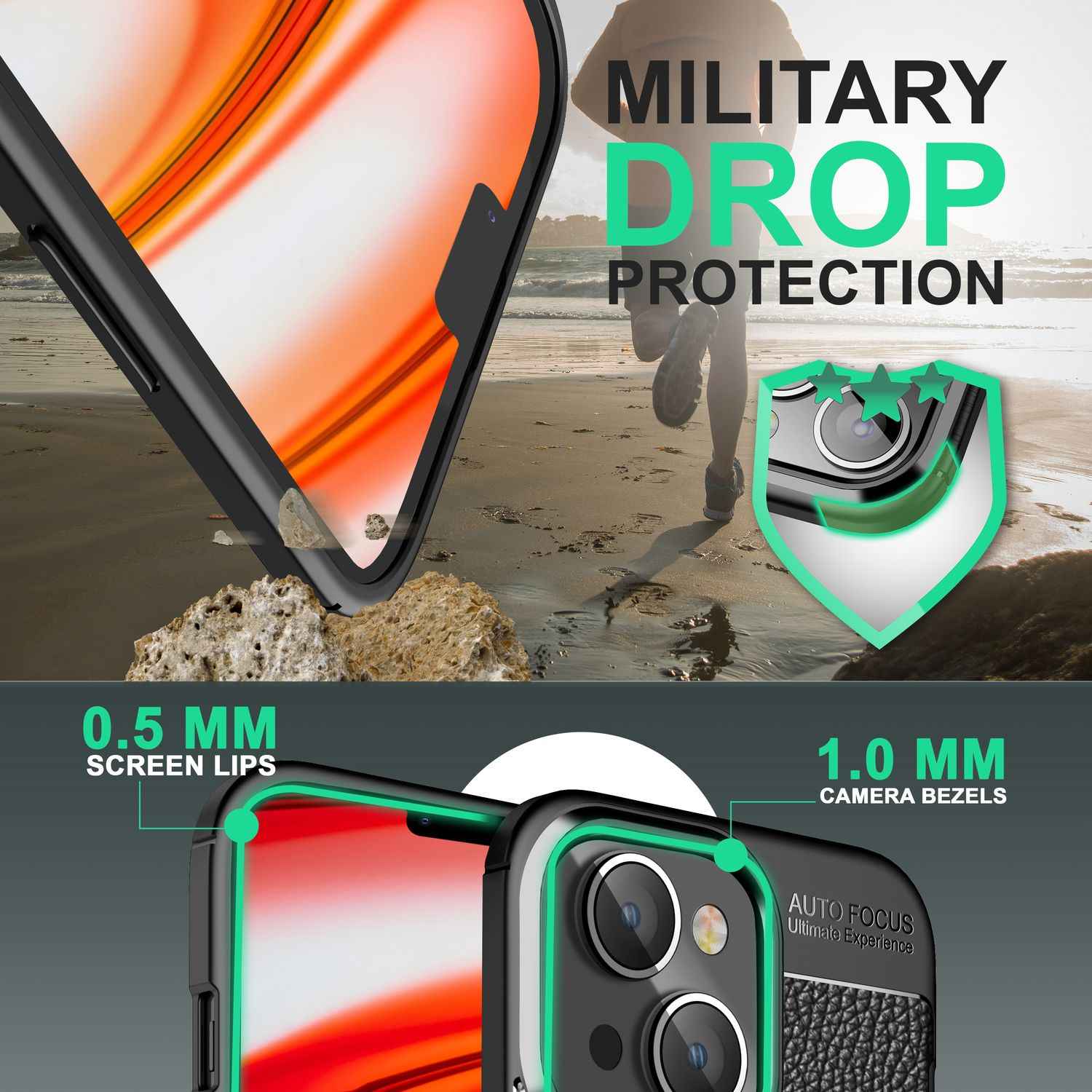 Hülle für iPhone 14 Plus - Leder Look Cover Silikon Handyhülle Anti-Fingerprint