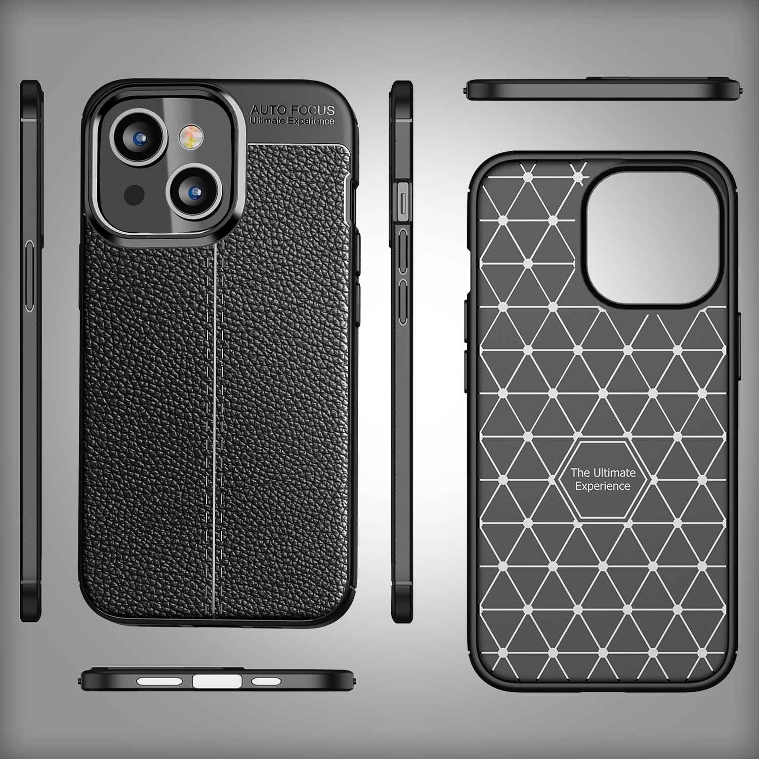 Hülle für iPhone 14 Plus - Leder Look Cover Silikon Handyhülle Anti-Fingerprint