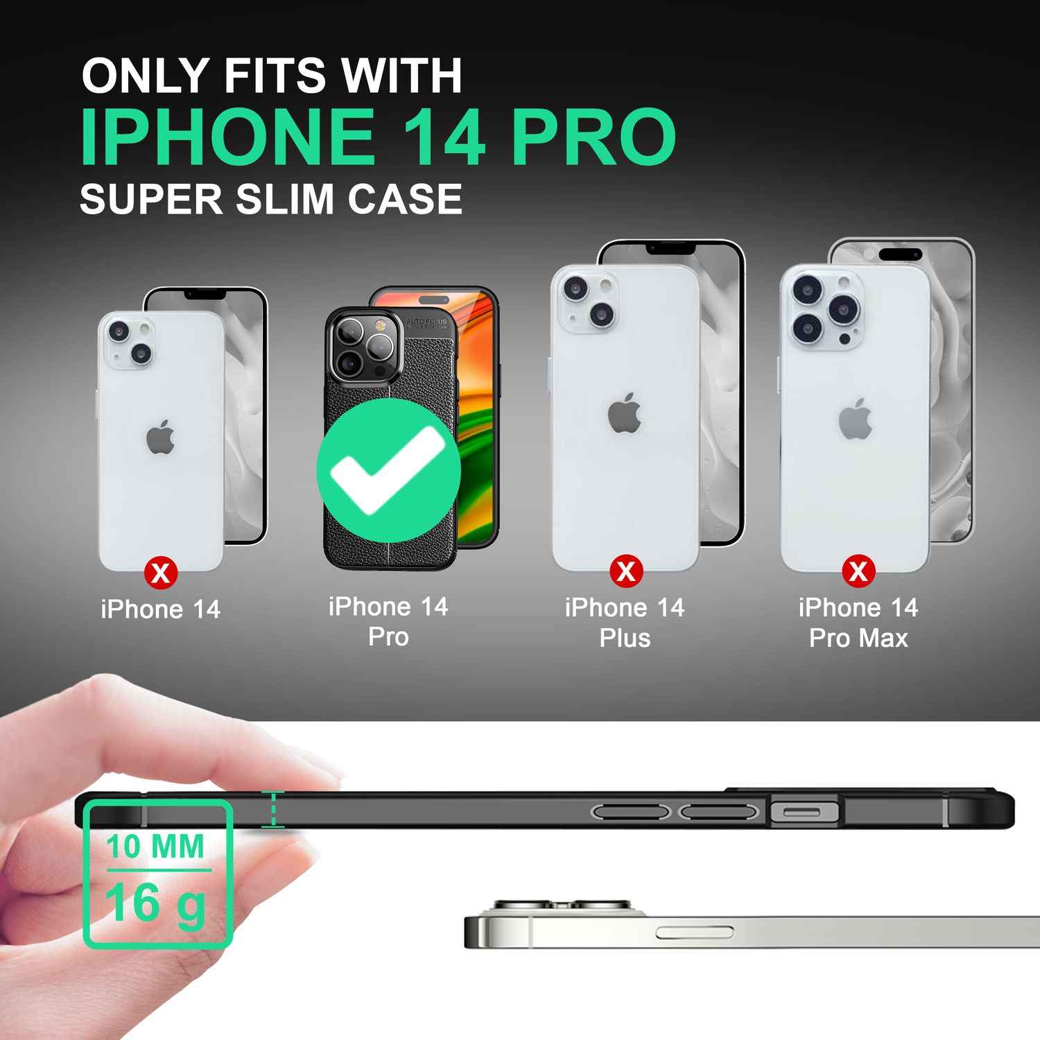 Hülle für iPhone 14 Pro - Leder Look Cover Silikon Handyhülle Anti-Fingerabdruck