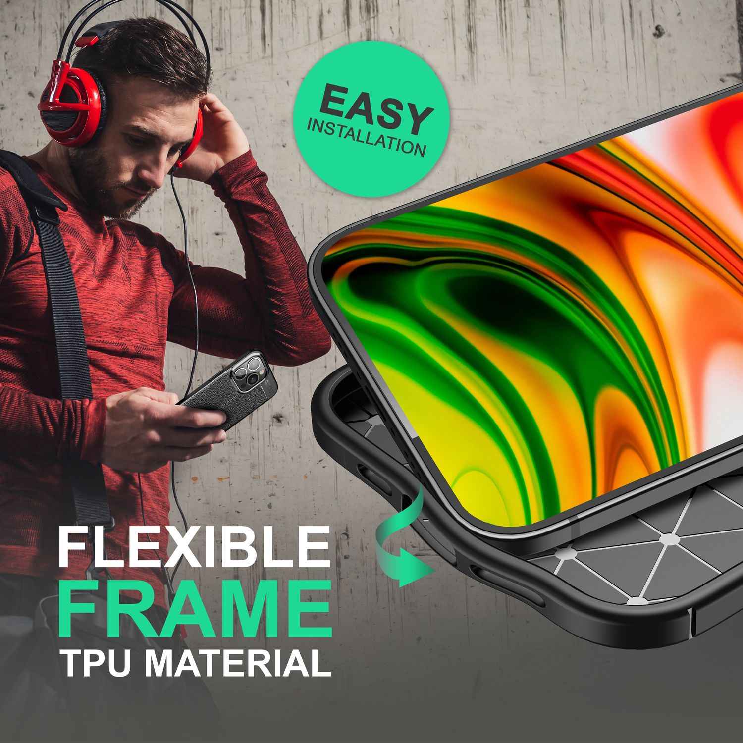 Hülle für iPhone 14 Pro - Leder Look Cover Silikon Handyhülle Anti-Fingerabdruck