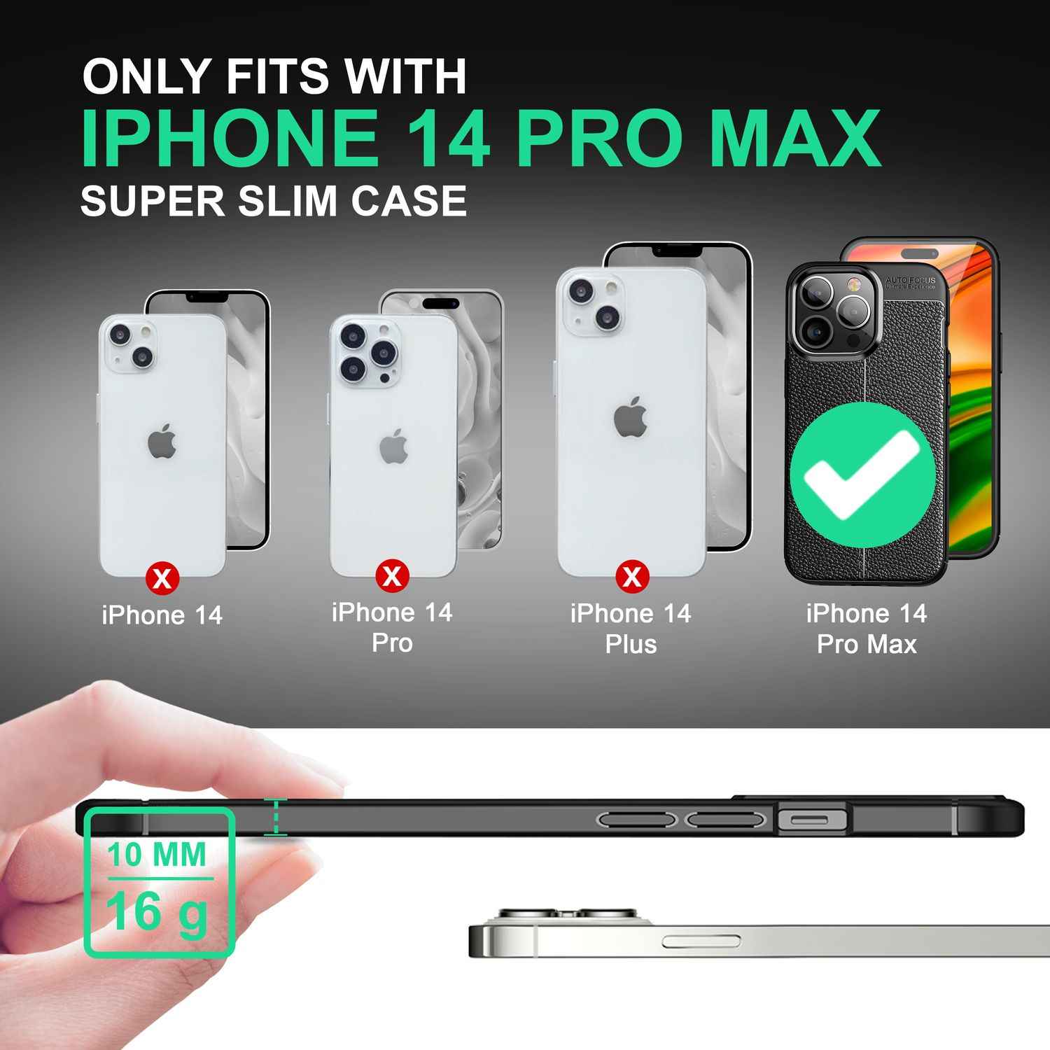Hülle für iPhone 14 Pro Max - Leder Look Cover Silikon Handyhülle Schutz Case