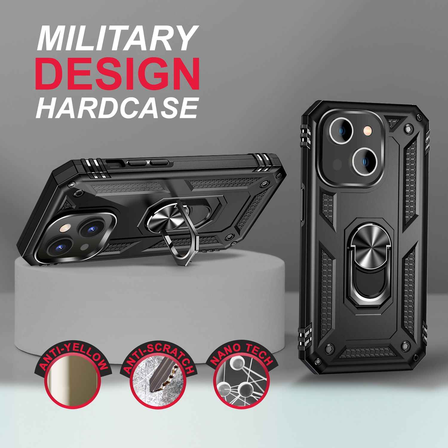 Ring Hülle für iPhone 14 Plus - Military Schutz Stoßfest Outdoor Hard Case Cover