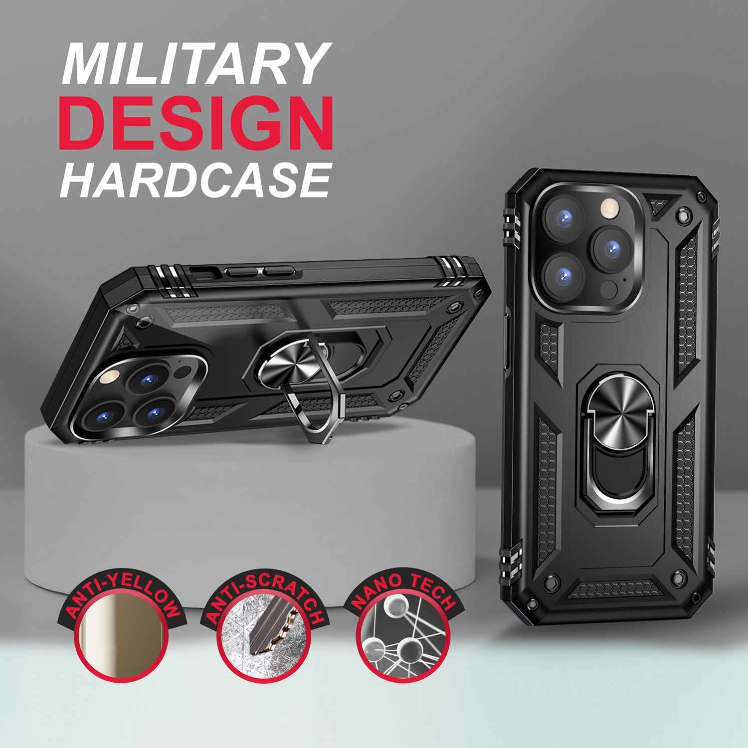 Ring Hülle für iPhone 14 Pro - Military Schutz Stoßfest Outdoor Hard Case Cover