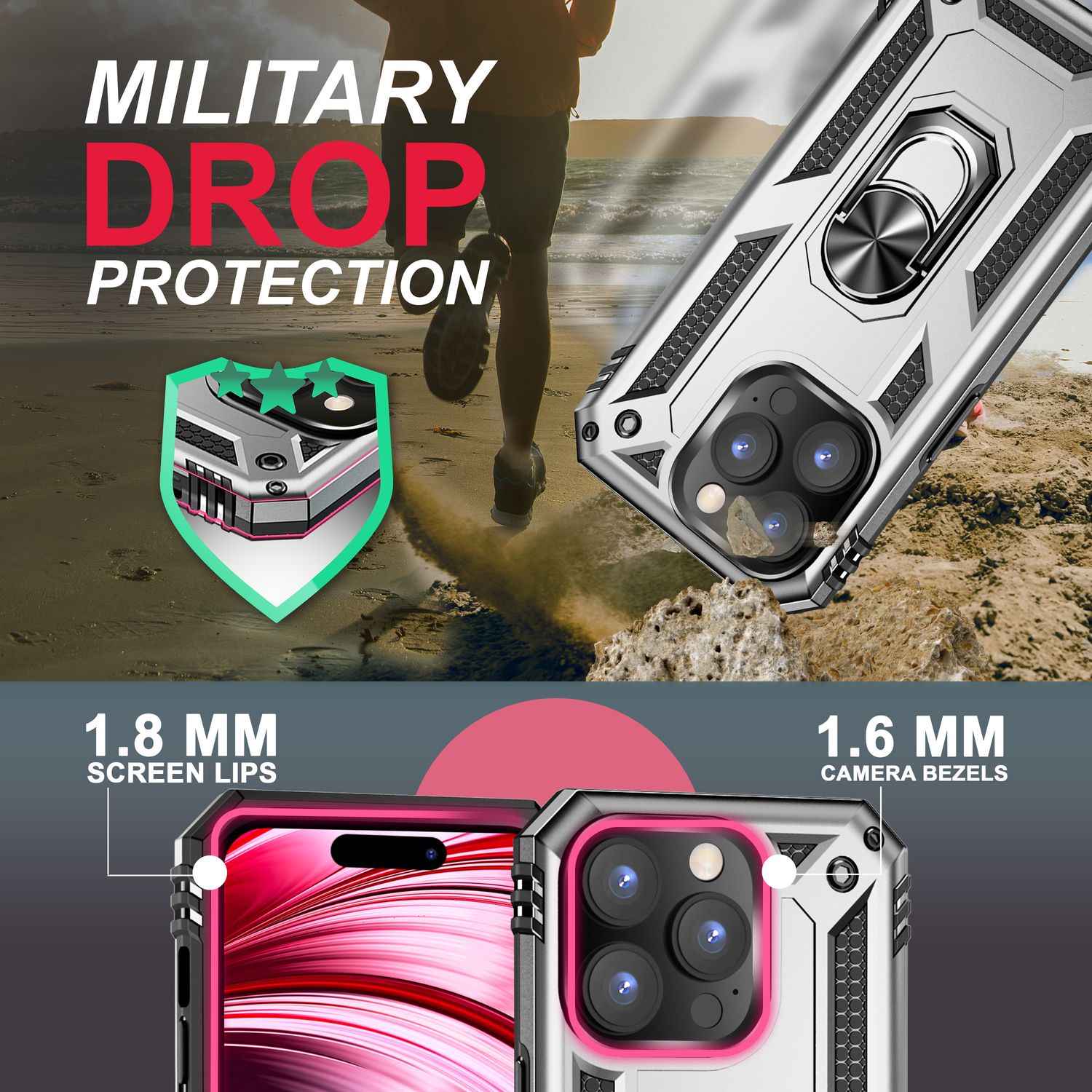 Ring Hülle für iPhone 14 Pro - Military Schutz Stoßfest Outdoor Hard Case Cover