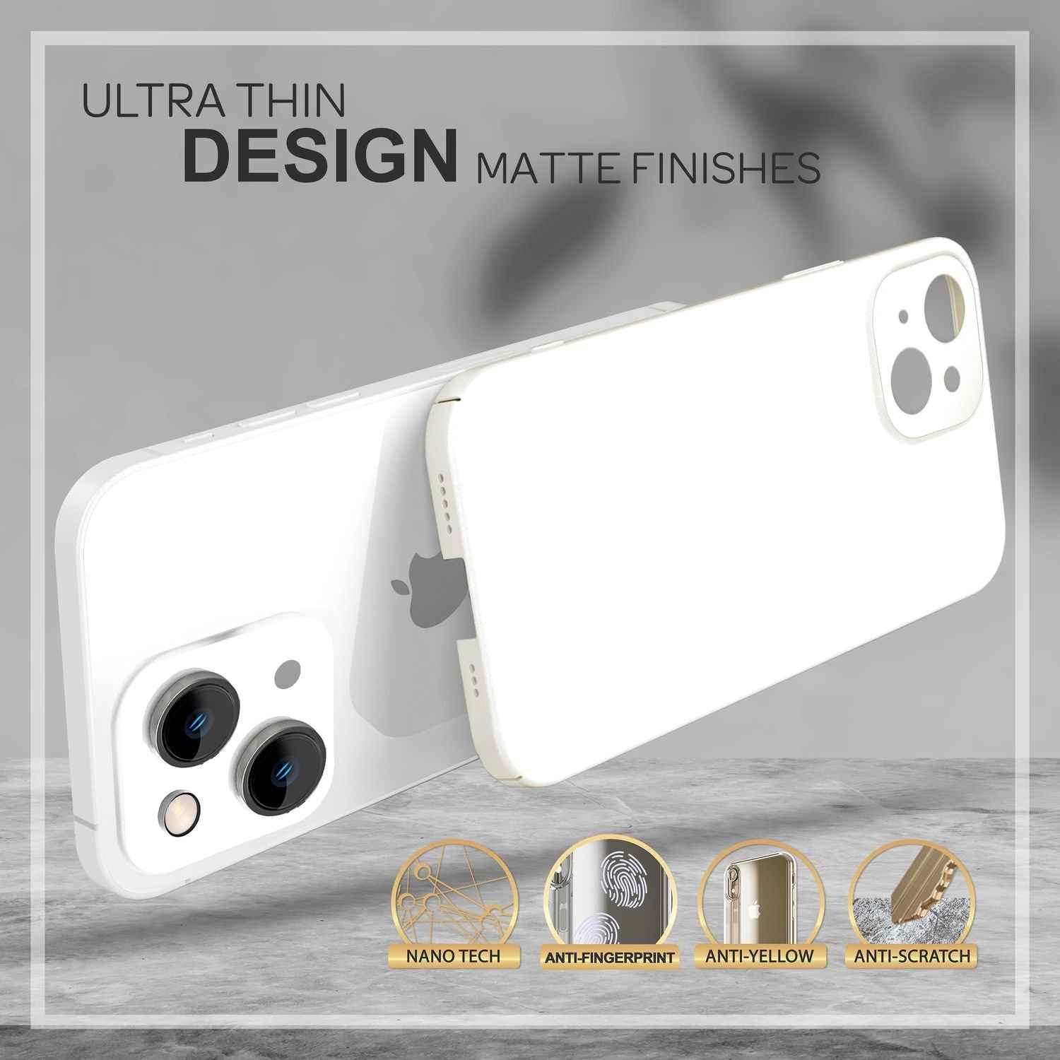 Dünnes Hardcase für iPhone 14, Schutz Hülle 0,5mm Slim Handy Cover Rutschfest