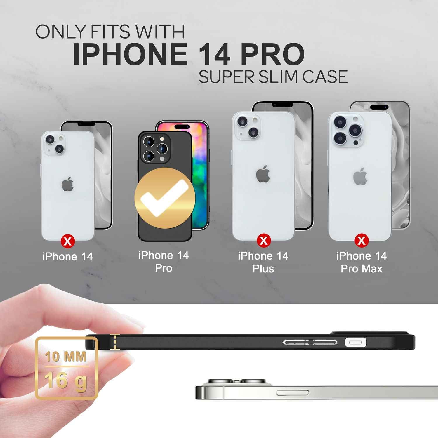 Dünnes Hardcase für iPhone 14 Pro, Schutz Hülle 0,5mm Slim Handy Cover Matt Case