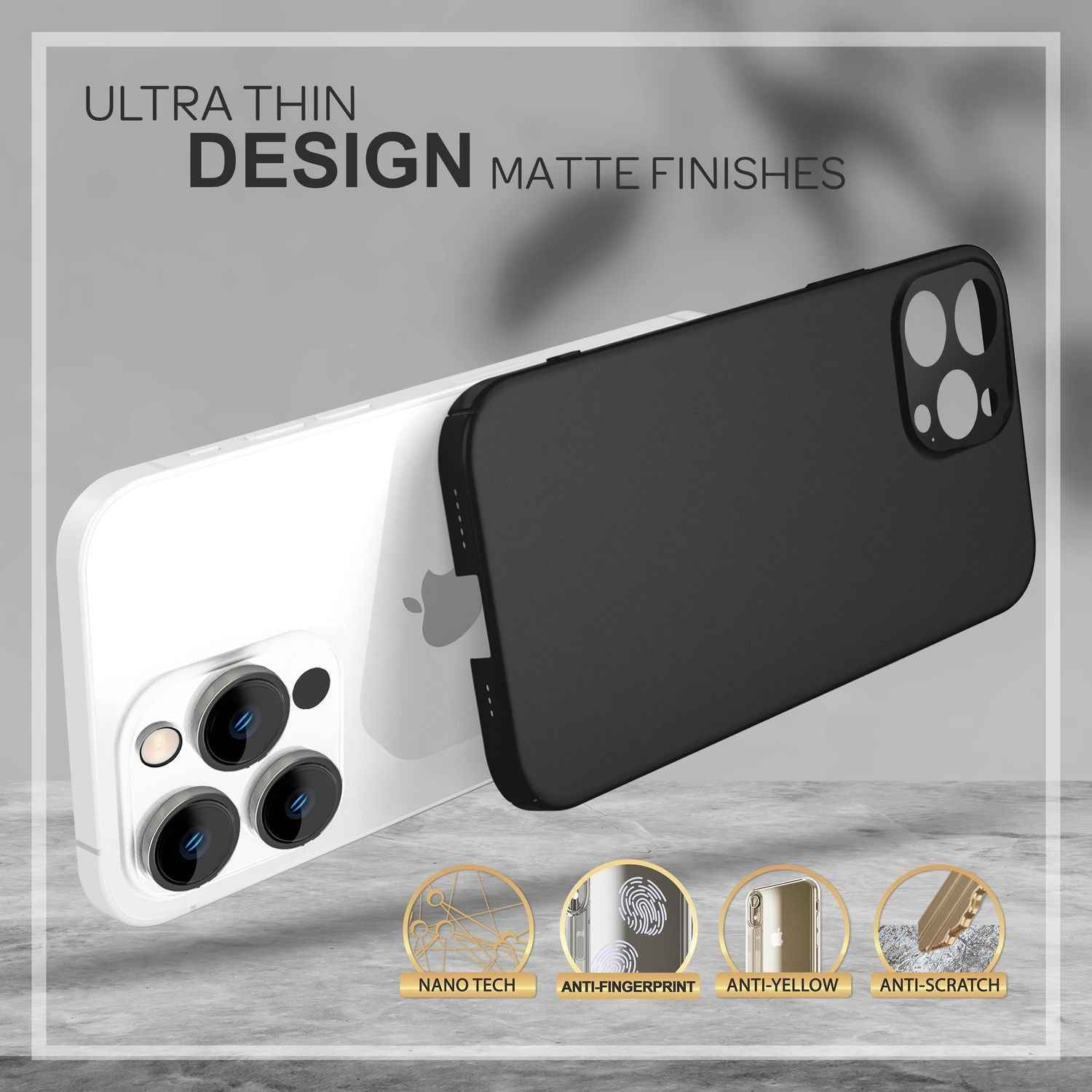 Dünnes Hardcase für iPhone 14 Pro Max, Schutz Hülle 0,5mm Slim Handy Cover Matt