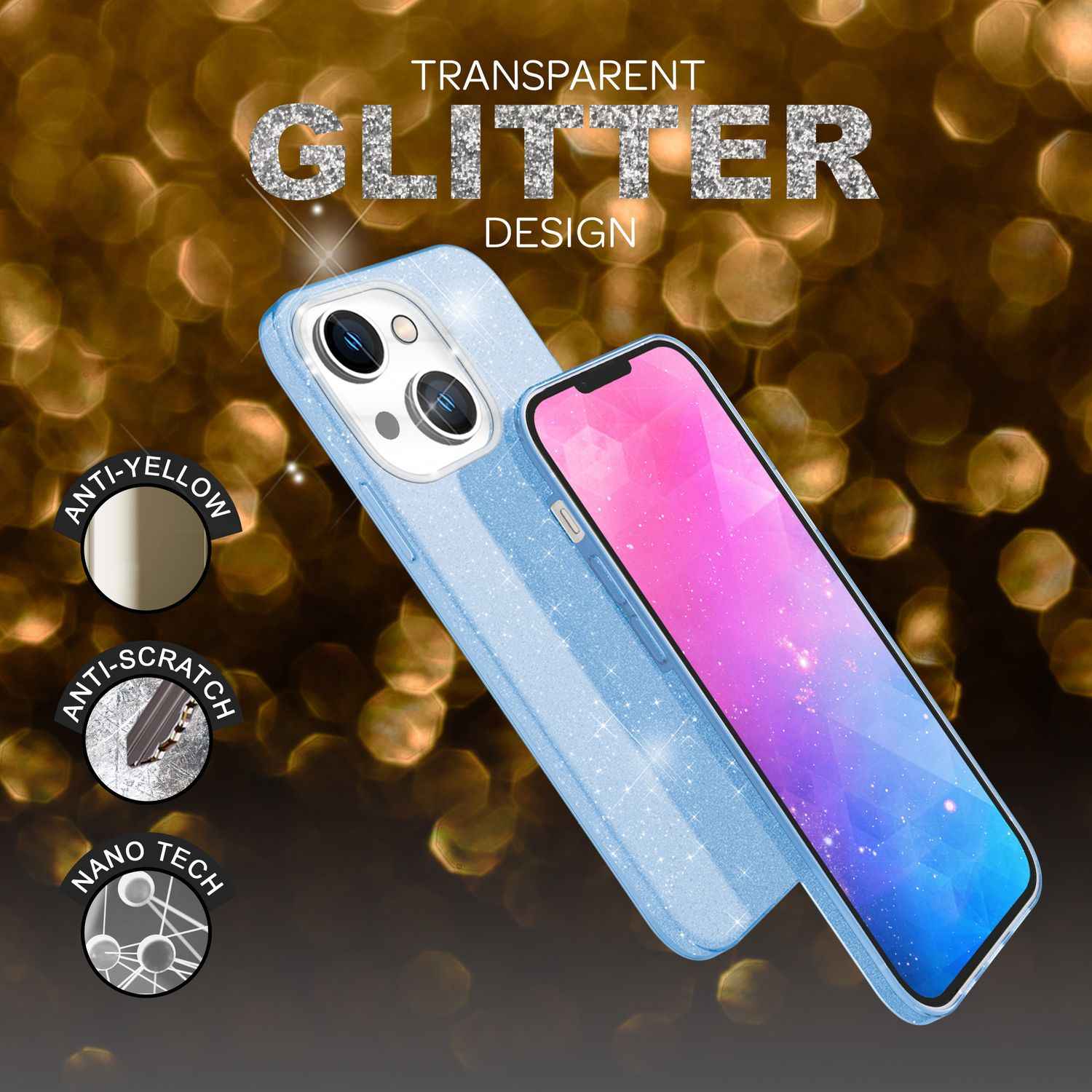 Hülle für iPhone 14 - Glitzer Cover Verstärkte Silikon Handyhülle Glitter Case