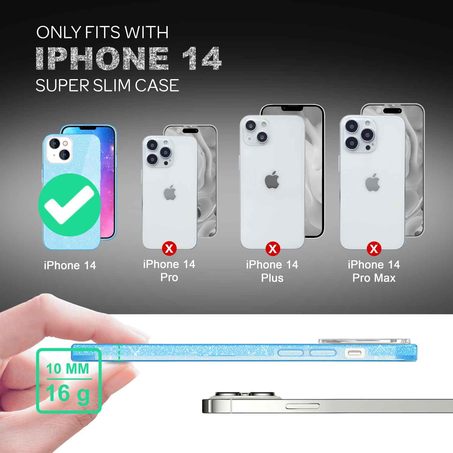 Hülle für iPhone 14 - Glitzer Cover Verstärkte Silikon Handyhülle Glitter Case