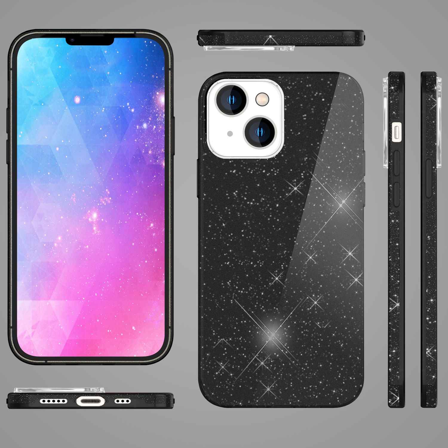 Hülle für iPhone 14 - Glitzer Cover Verstärkte Silikon Handyhülle Glitter Case